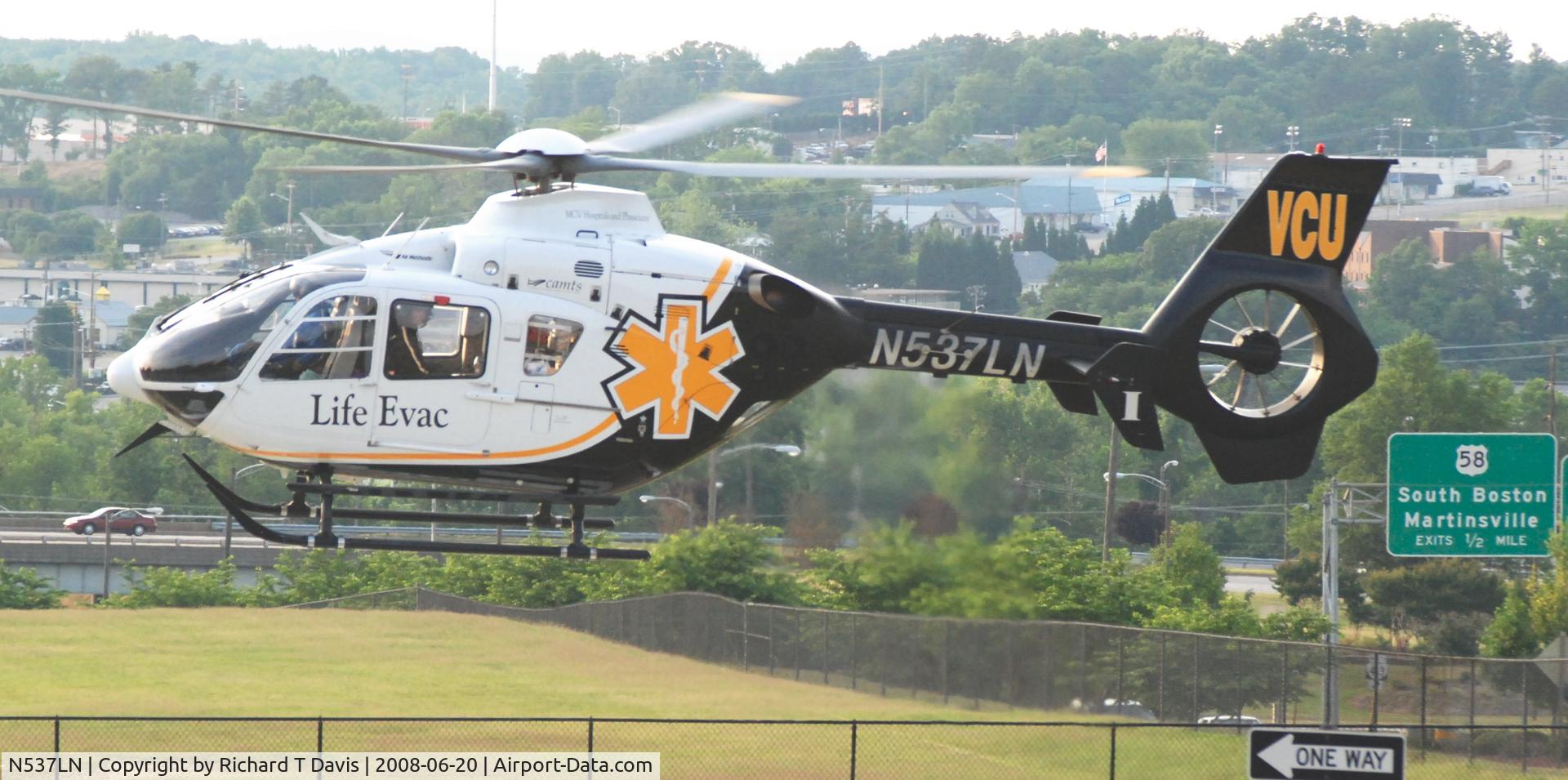 N537LN, 2004 Eurocopter EC-135P-2 C/N 0362, Virginia Commonwealth University  Life Evac 2004 Eurocopter EC 135 P2 lifting off from the Danville Life Saving Crew Helipad in Danville Va.