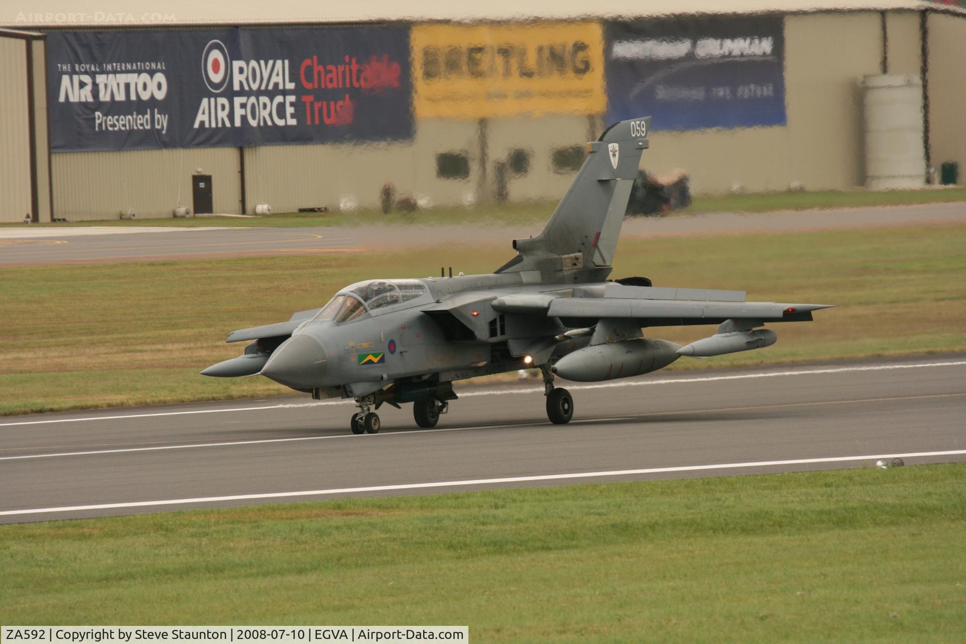 ZA592, 1982 Panavia Tornado GR.4 C/N 105/BS035/3056, Taken at the Royal International Air Tattoo 2008 during arrivals and departures (show days cancelled due to bad weather)
