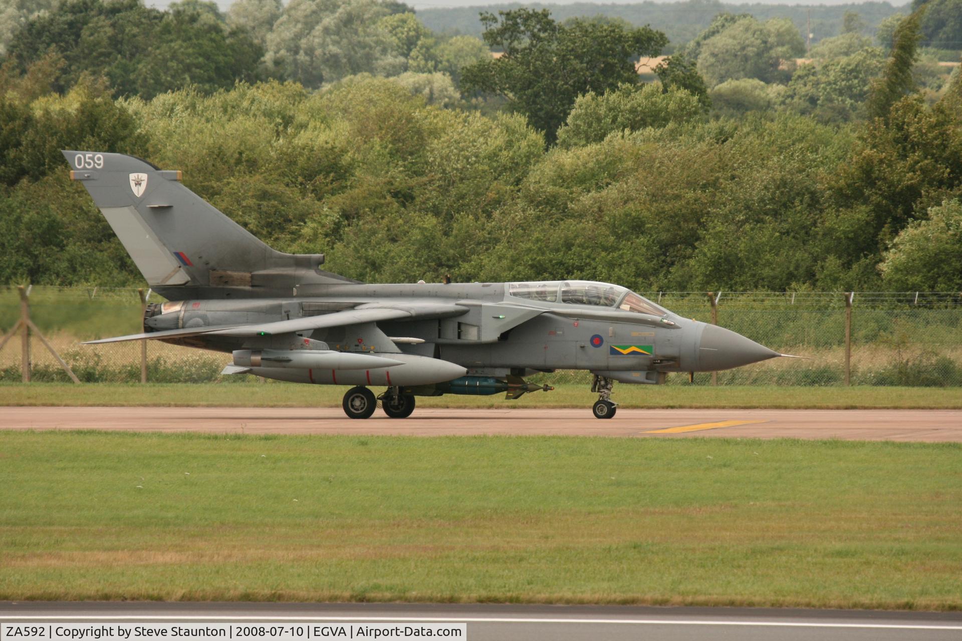 ZA592, 1982 Panavia Tornado GR.4 C/N 105/BS035/3056, Taken at the Royal International Air Tattoo 2008 during arrivals and departures (show days cancelled due to bad weather)