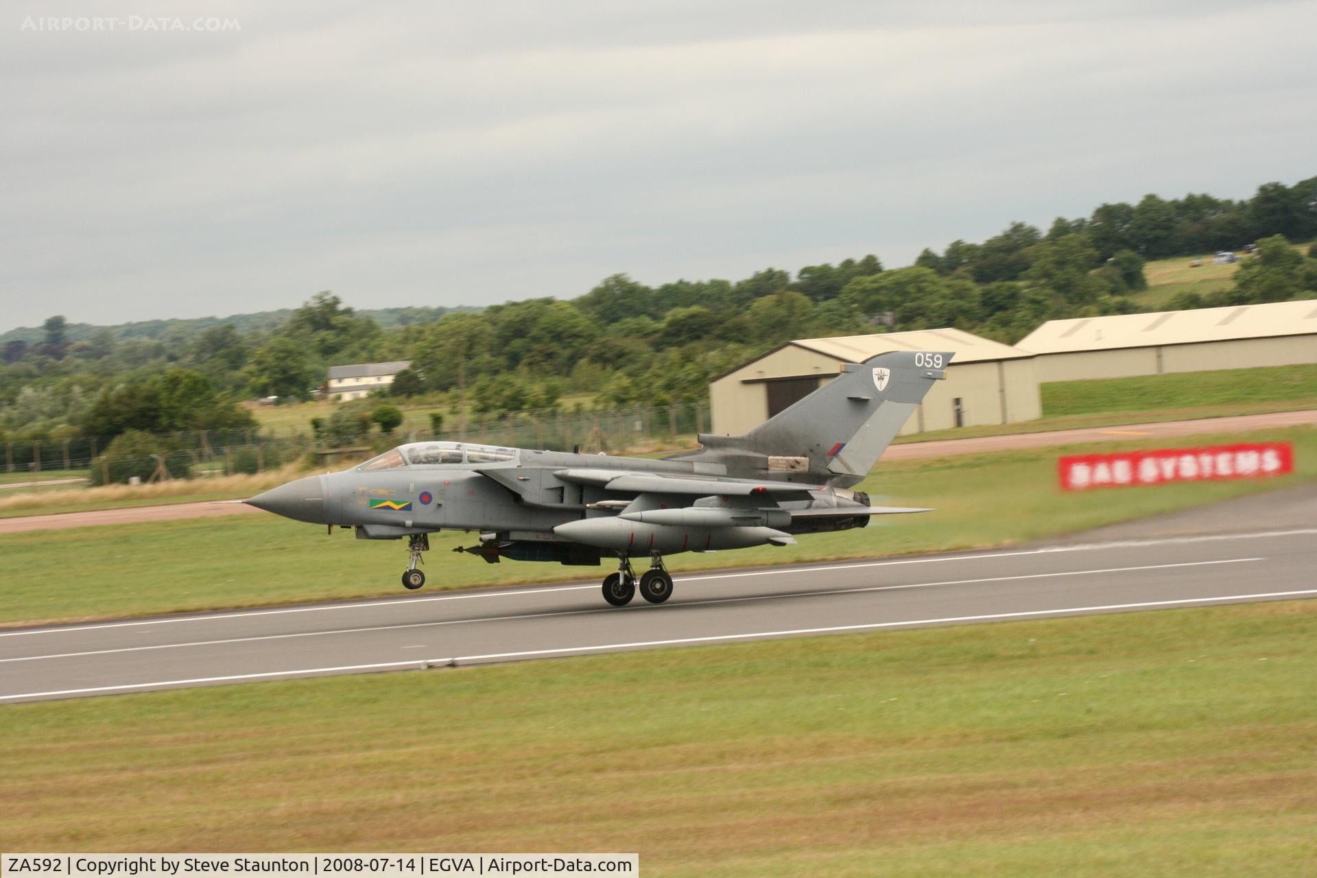 ZA592, 1982 Panavia Tornado GR.4 C/N 105/BS035/3056, Taken at the Royal International Air Tattoo 2008 during arrivals and departures (show days cancelled due to bad weather)