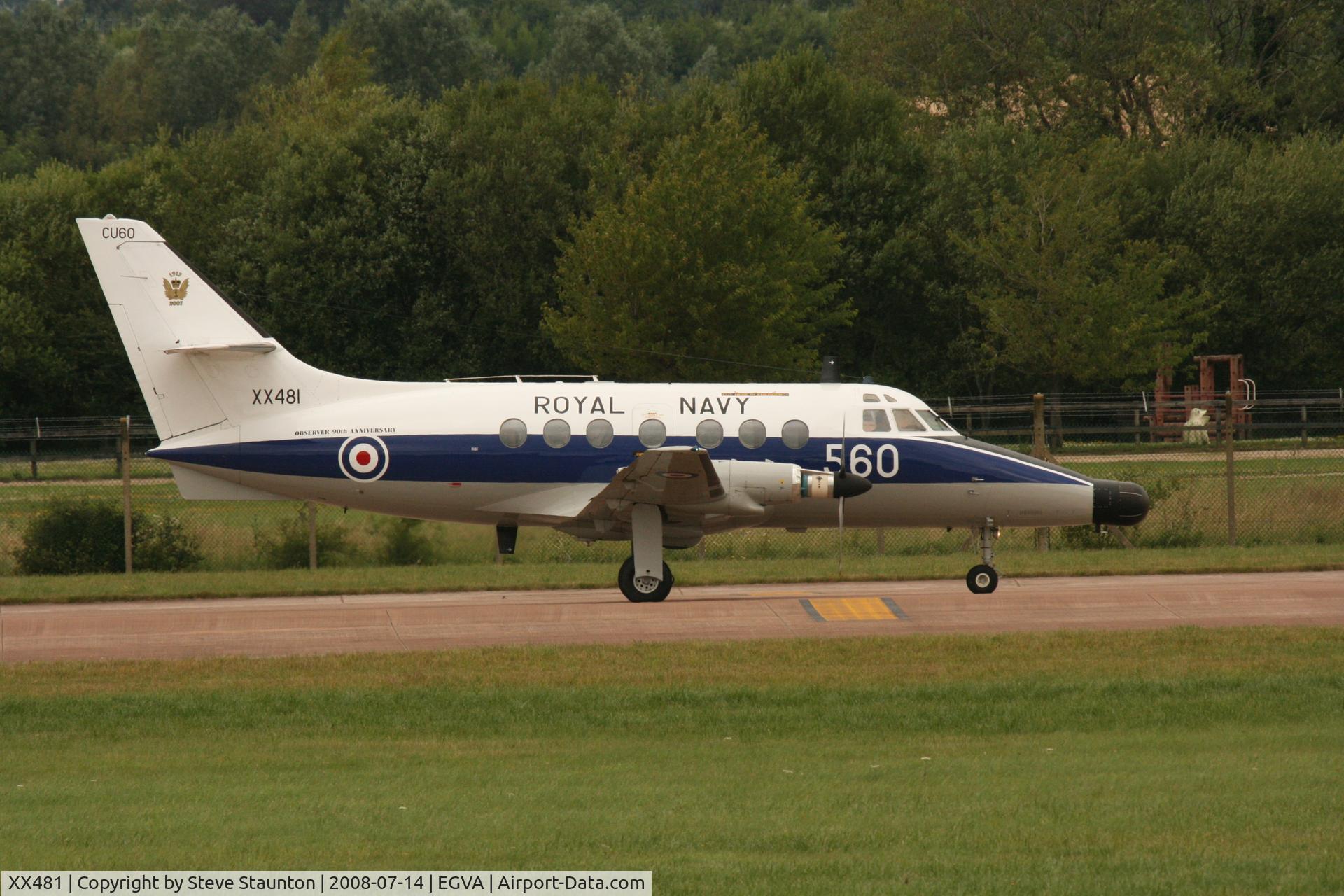 XX481, 1978 Scottish Aviation HP-137 Jetstream T.2 C/N 251, Taken at the Royal International Air Tattoo 2008 during arrivals and departures (show days cancelled due to bad weather)