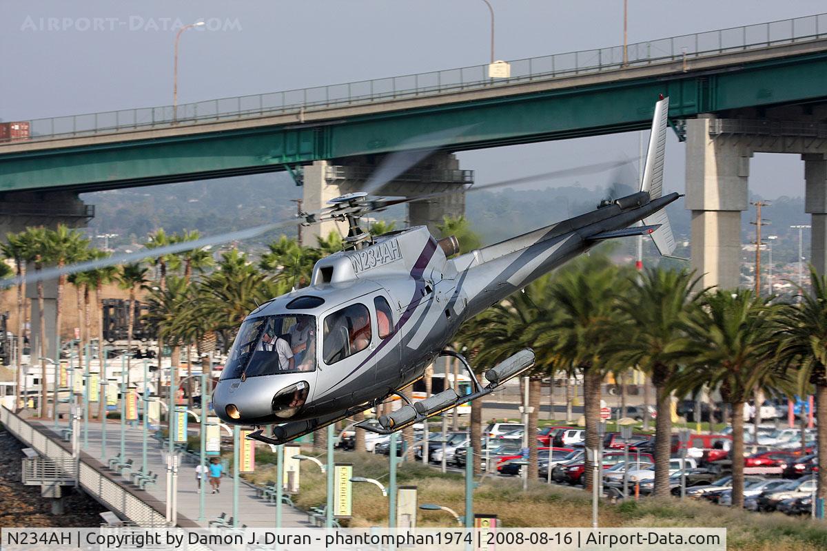 N234AH, 1991 Eurocopter AS-350BA Ecureuil C/N 2489, Eurocopter taking off for trip to Catalina Island, CA