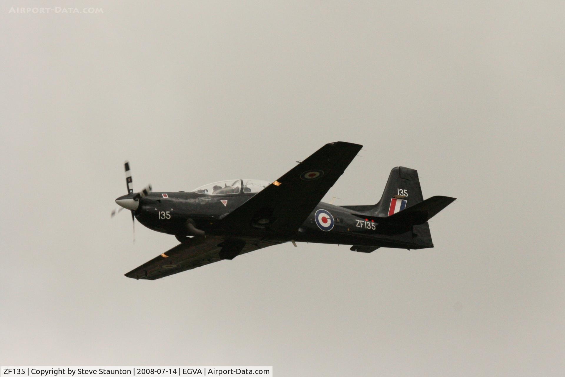ZF135, 1986 Short S-312 Tucano T1 C/N S001/T1, Taken at the Royal International Air Tattoo 2008 during arrivals and departures (show days cancelled due to bad weather)