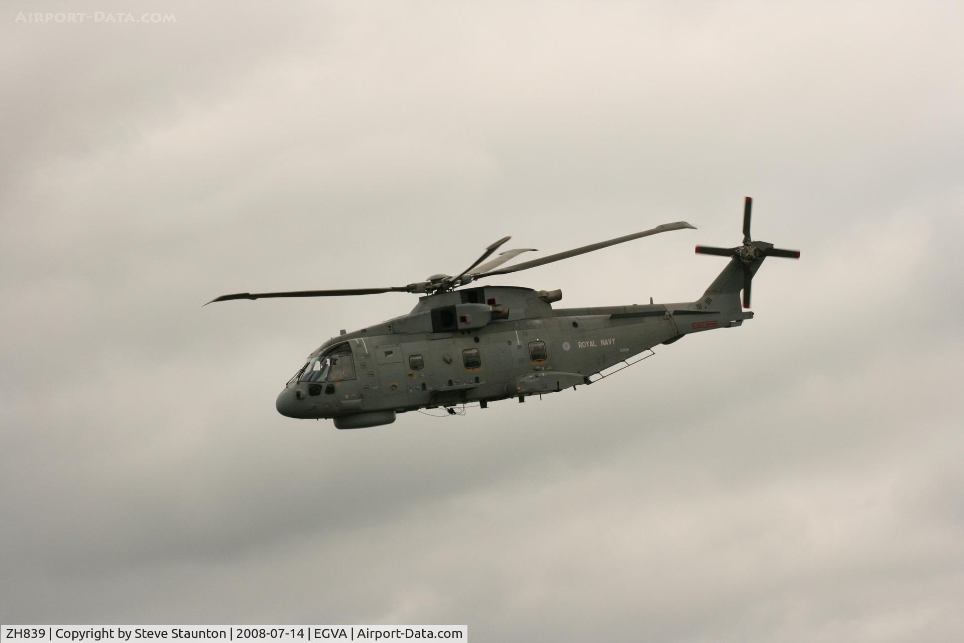 ZH839, 1999 AgustaWestland EH-101 Merlin HM.1 C/N 50081/RN19, Taken at the Royal International Air Tattoo 2008 during arrivals and departures (show days cancelled due to bad weather)