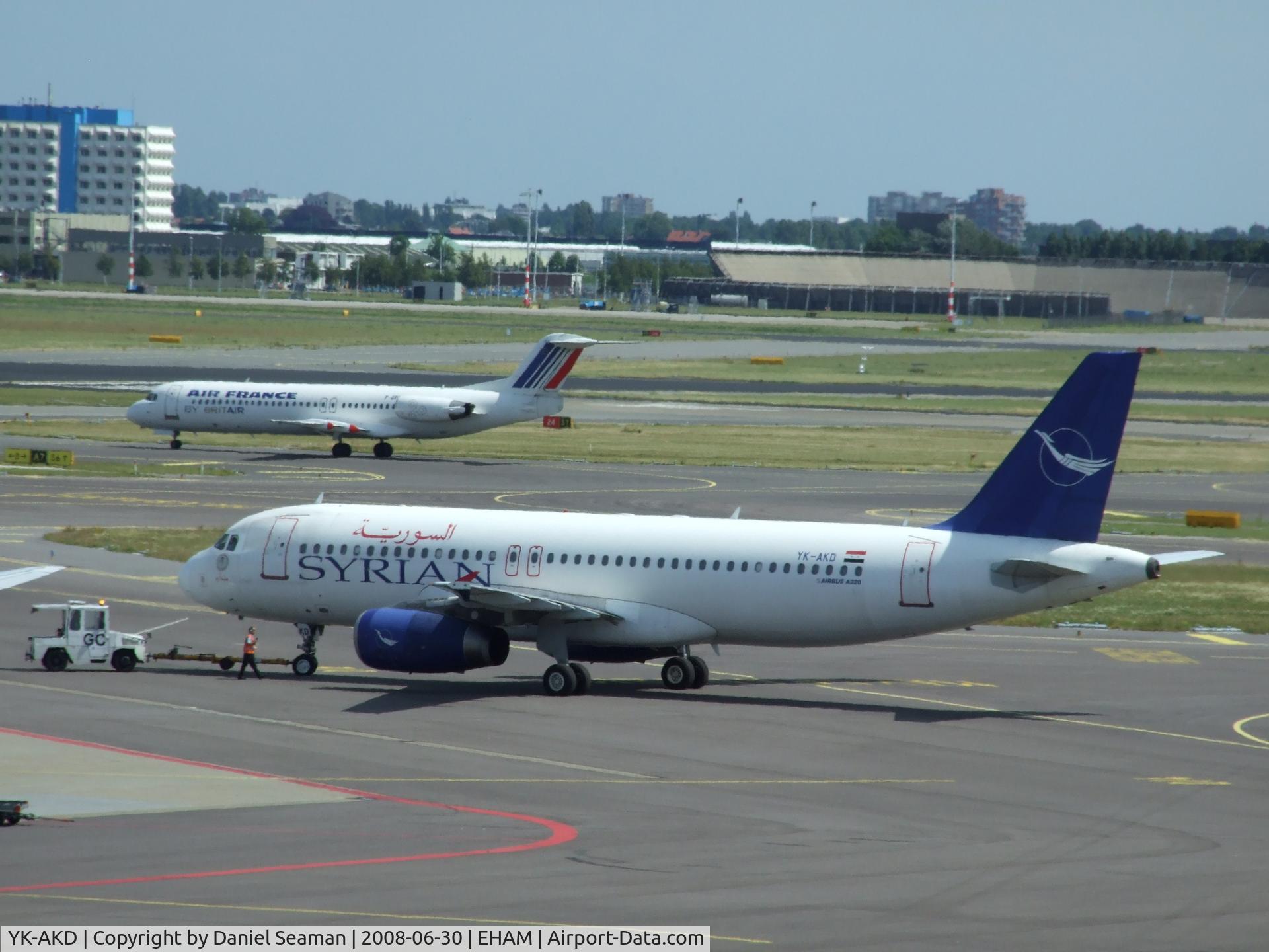 YK-AKD, 1999 Airbus A320-232 C/N 1076, push back.