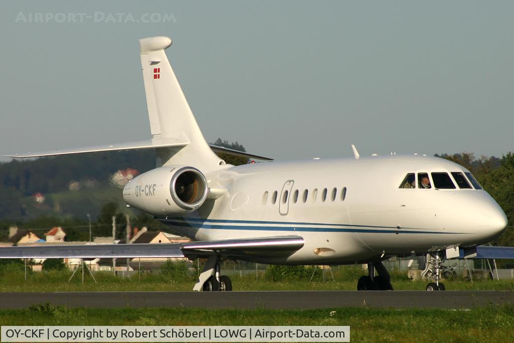 OY-CKF, 2001 Dassault Falcon 2000 C/N 163, Flight to LOWG