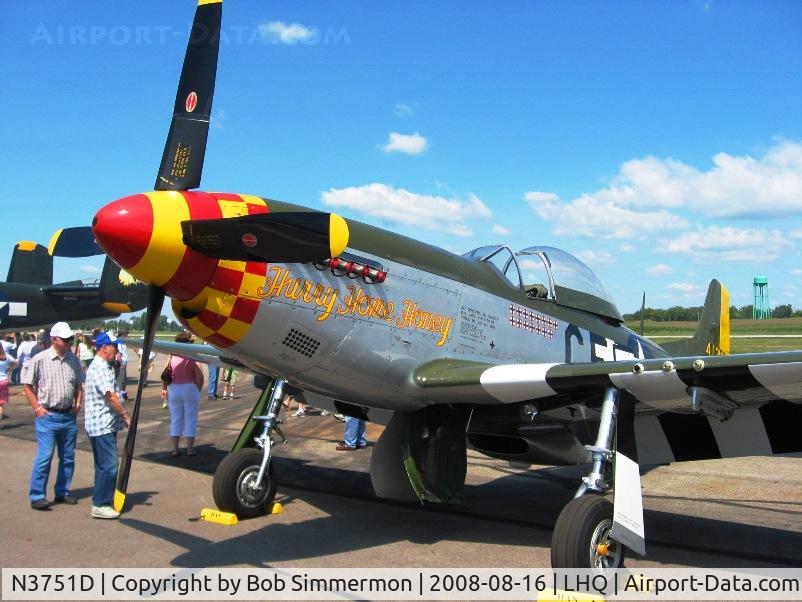 N3751D, 1944 North American P-51D Mustang C/N 122-39665, On display at Wings of Victory airshow - Lancaster, Ohio