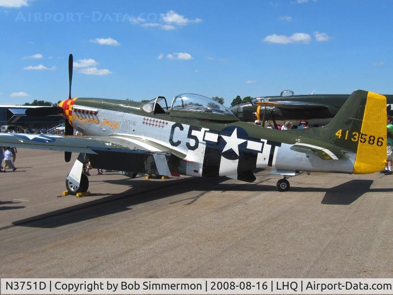N3751D, 1944 North American P-51D Mustang C/N 122-39665, On display at Wings of Victory airshow - Lancaster, Ohio