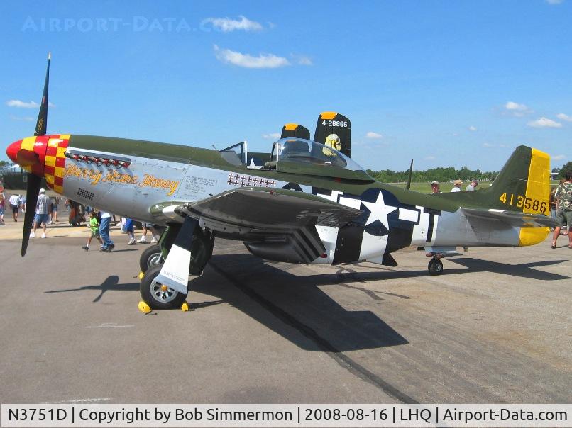 N3751D, 1944 North American P-51D Mustang C/N 122-39665, On display at Wings of Victory airshow - Lancaster, Ohio