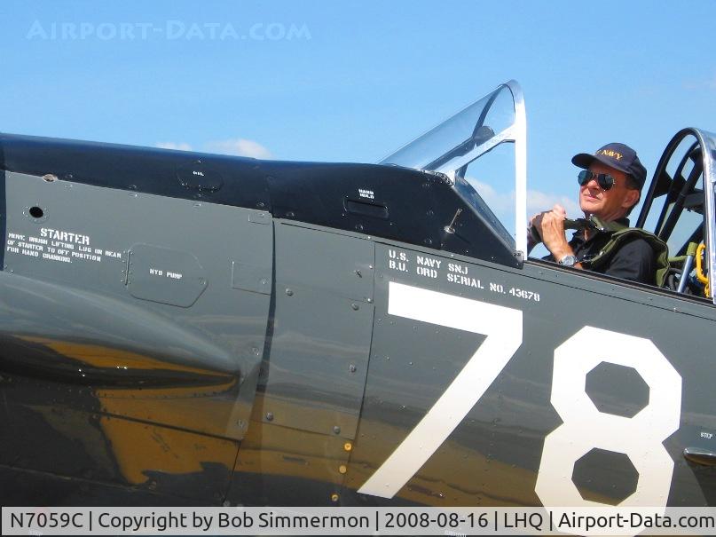 N7059C, North American AT-6C C/N 26913, Preparing for a demonstration flight at Wings of Victory airshow - Lancaster, Ohio