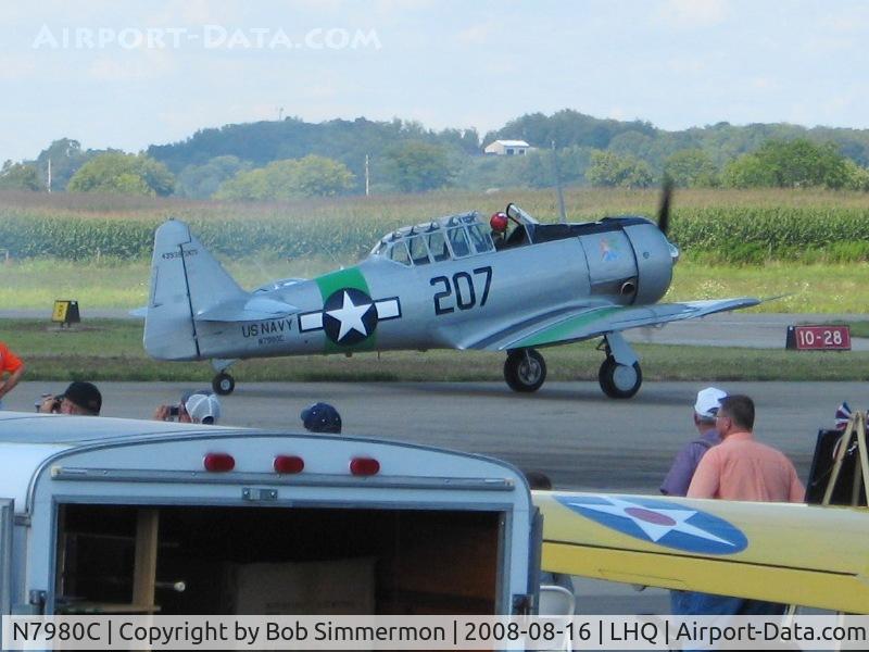 N7980C, 1943 North American SNJ-5 Texan Texan C/N 43938, Performing at the Wings of Victory airshow - Lancaster, Ohio