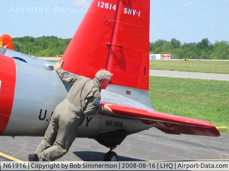 N61916, 1942 Vultee SNV-1 (BT-13A) Valiant C/N 7041, Tail detail. On display at Wings of Victory airshow - Lancaster, Ohio