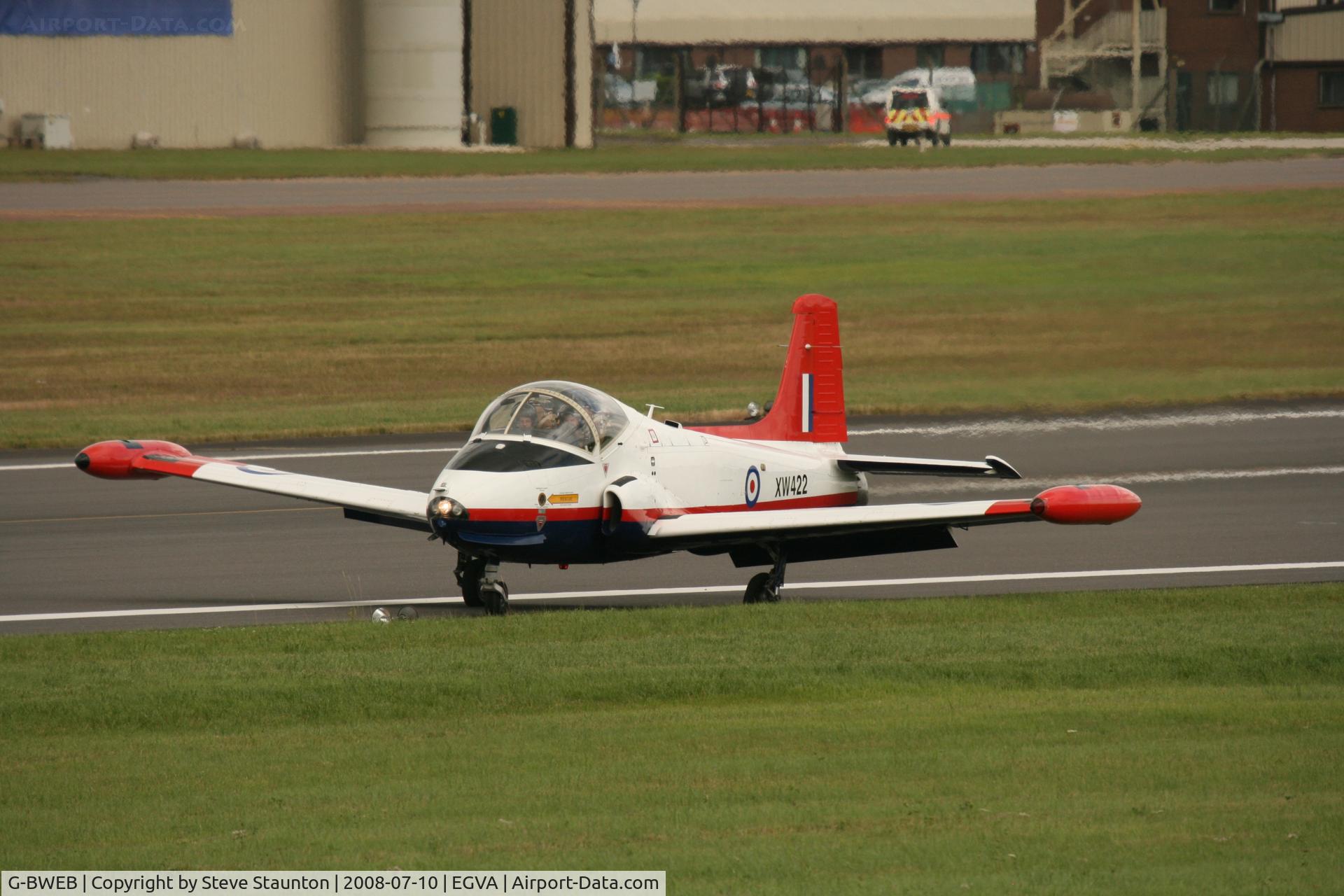 G-BWEB, 1971 BAC 84 Jet Provost T.5A C/N EEP/JP/1044, Taken at the Royal International Air Tattoo 2008 during arrivals and departures (show days cancelled due to bad weather)