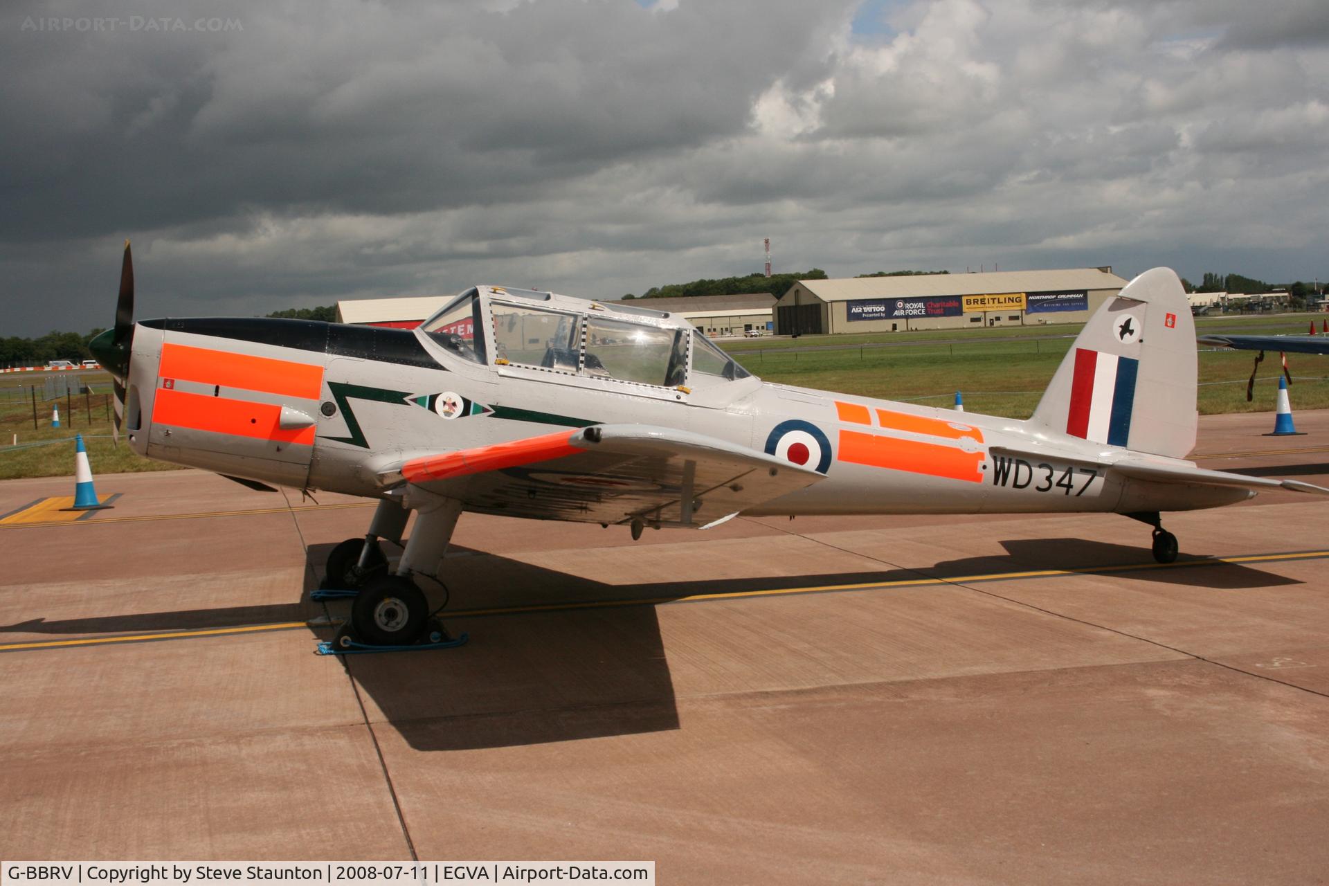 G-BBRV, 1951 De Havilland DHC-1 Chipmunk T.10 C/N C1/0284, Taken at the Royal International Air Tattoo 2008 during arrivals and departures (show days cancelled due to bad weather)