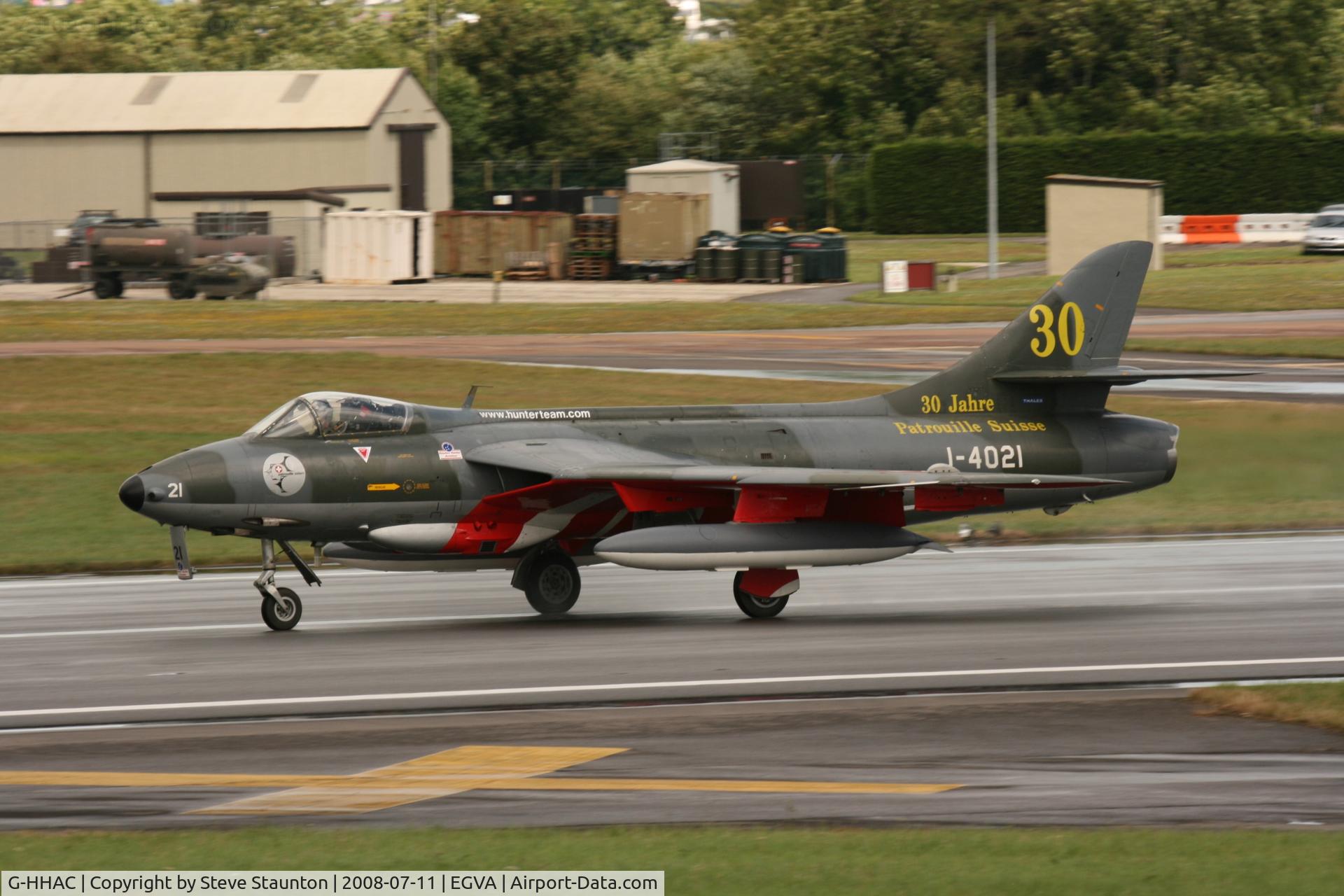 G-HHAC, 1959 Hawker Hunter F.58 C/N 41H-691770, Taken at the Royal International Air Tattoo 2008 during arrivals and departures (show days cancelled due to bad weather)