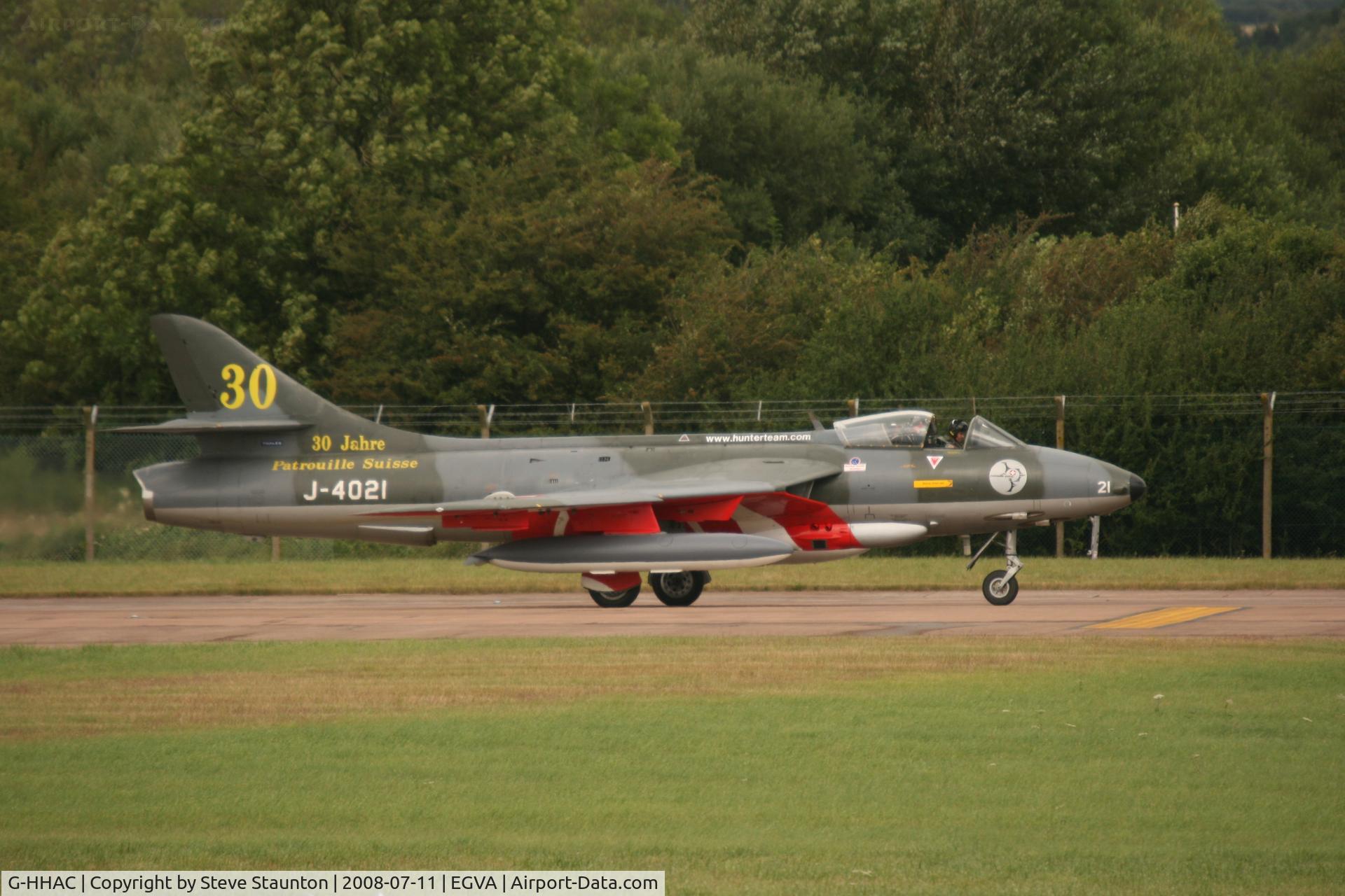 G-HHAC, 1959 Hawker Hunter F.58 C/N 41H-691770, Taken at the Royal International Air Tattoo 2008 during arrivals and departures (show days cancelled due to bad weather)