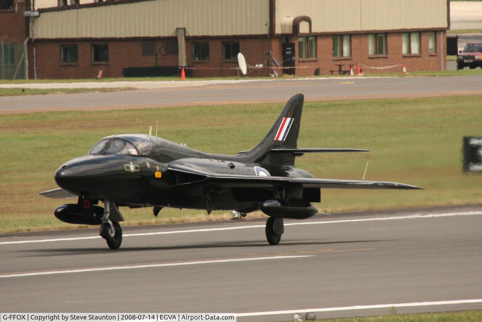 G-FFOX, 1955 Hawker Hunter T.7B C/N 41H-670792, Taken at the Royal International Air Tattoo 2008 during arrivals and departures (show days cancelled due to bad weather)