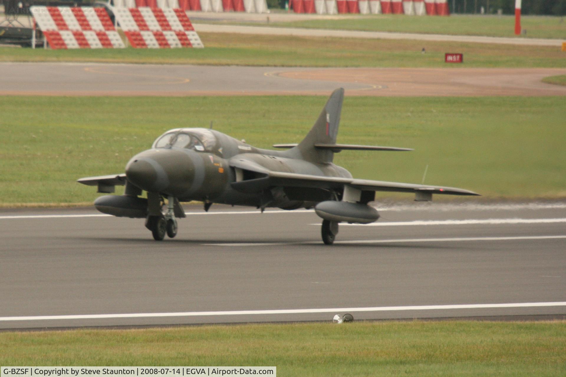 G-BZSF, 1956 Hawker Hunter T.8B C/N HABL-003150, Taken at the Royal International Air Tattoo 2008 during arrivals and departures (show days cancelled due to bad weather)