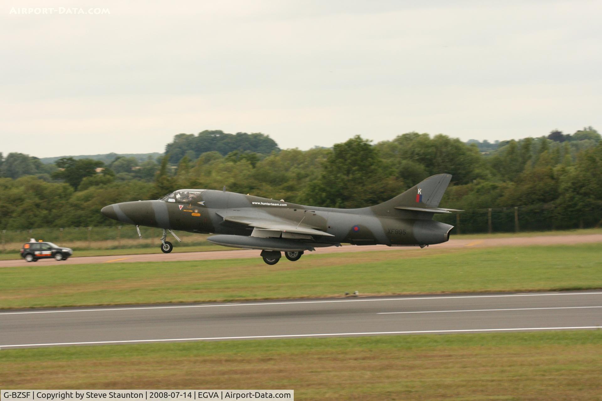 G-BZSF, 1956 Hawker Hunter T.8B C/N HABL-003150, Taken at the Royal International Air Tattoo 2008 during arrivals and departures (show days cancelled due to bad weather)