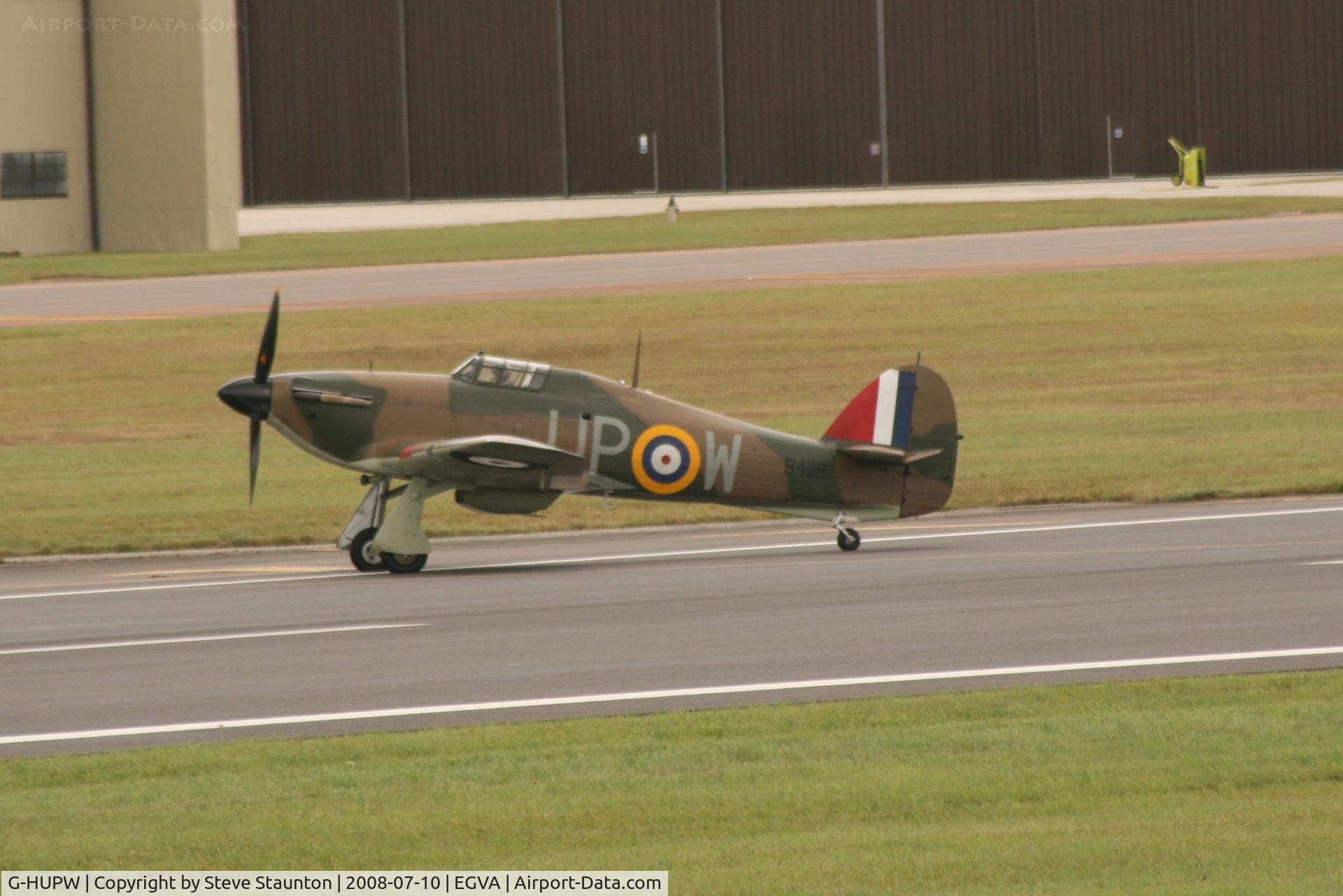 G-HUPW, 1940 Hawker Hurricane I C/N G592301, Taken at the Royal International Air Tattoo 2008 during arrivals and departures (show days cancelled due to bad weather)