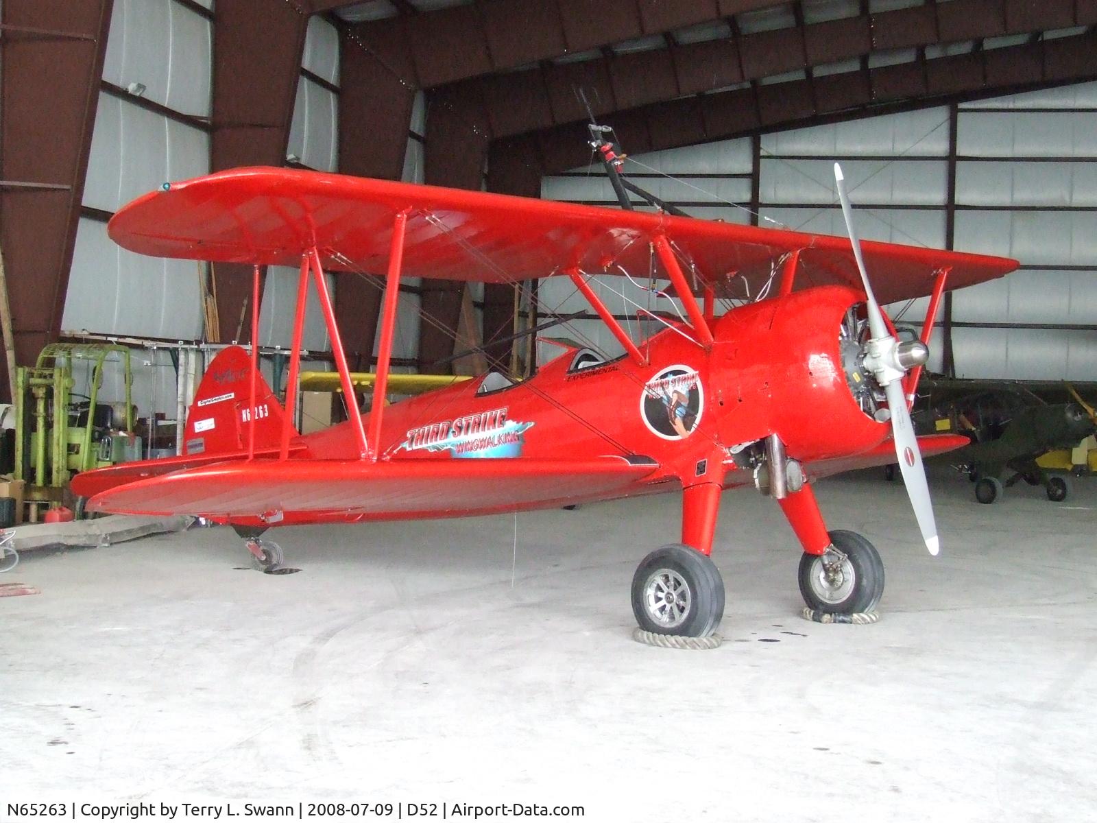 N65263, 1940 Boeing B75N1 C/N 75-3447, Sitting in the hanger at Geneseo