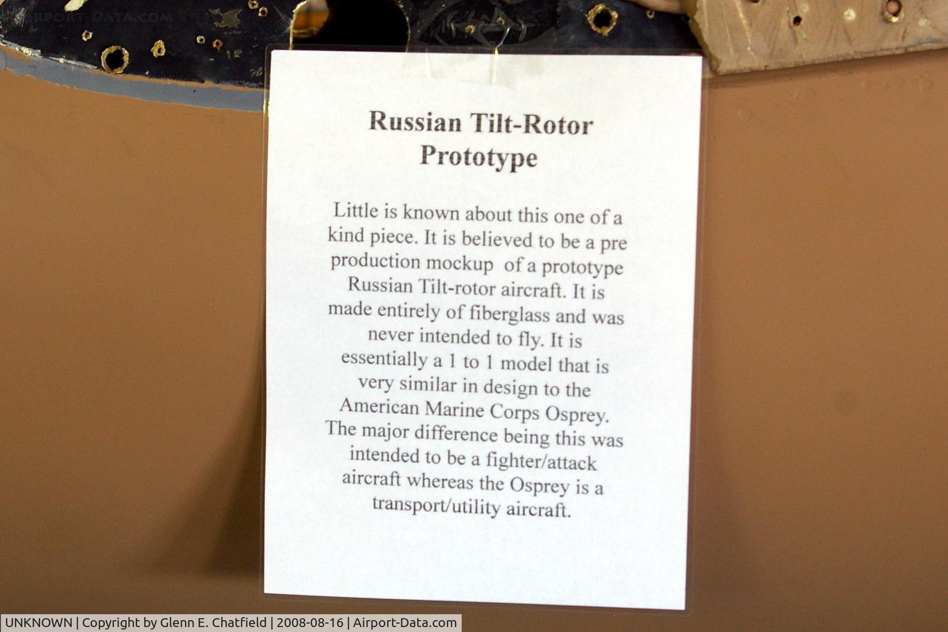UNKNOWN, , Mock-up of a Russian tilt-rotor prototype - never built.  At the Russell Military Museum, IL