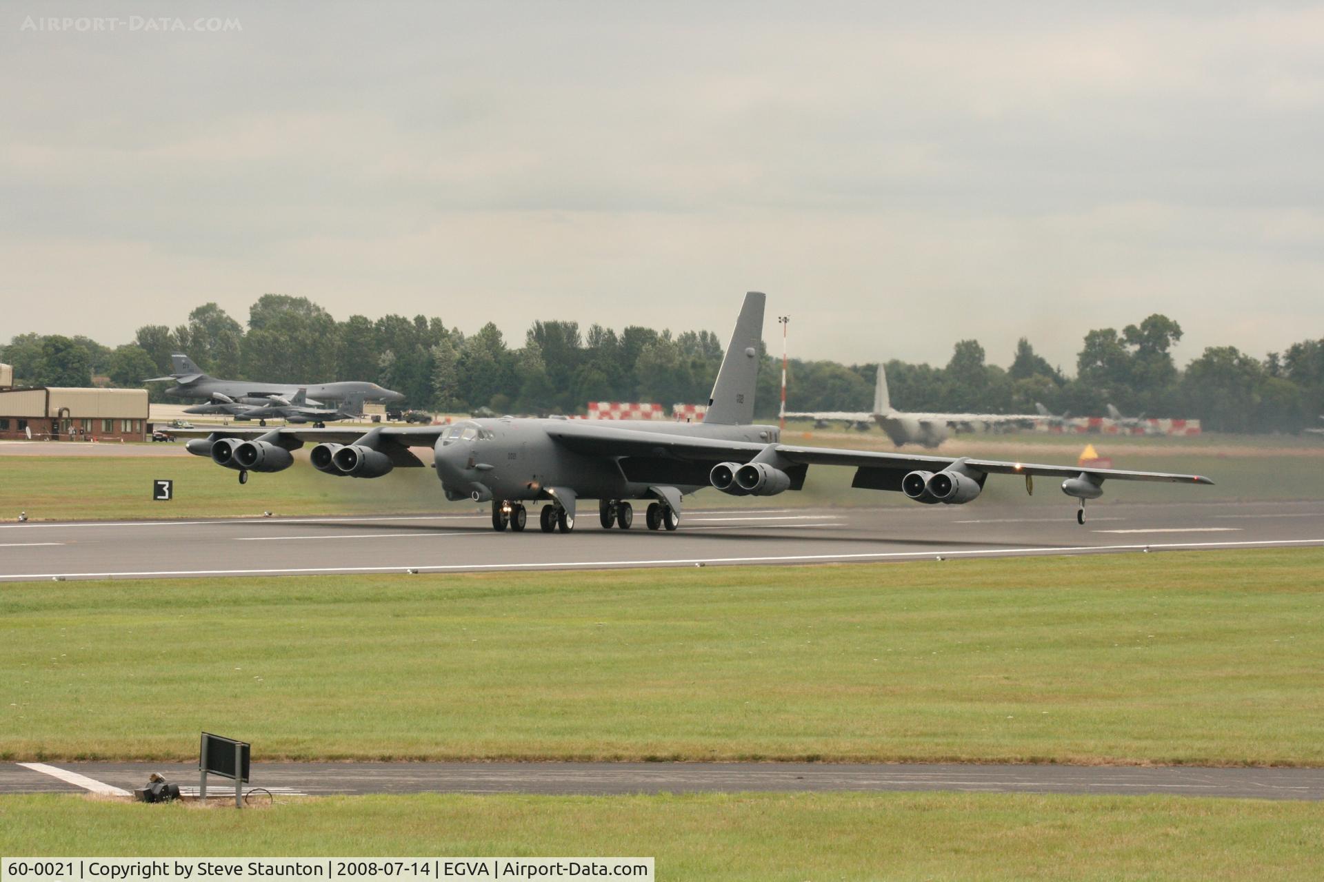 60-0021, 1960 Boeing B-52H Stratofortress C/N 464386, Taken at the Royal International Air Tattoo 2008 during arrivals and departures (show days cancelled due to bad weather)