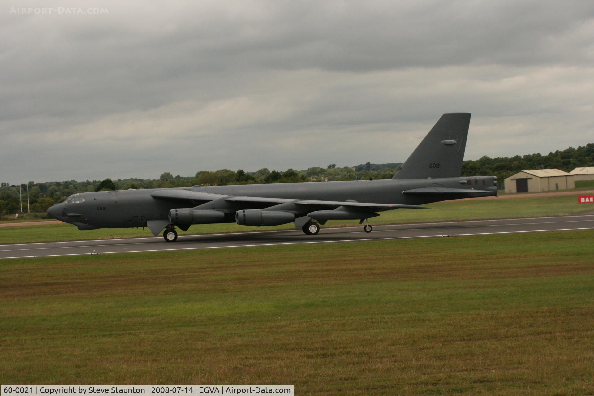 60-0021, 1960 Boeing B-52H Stratofortress C/N 464386, Taken at the Royal International Air Tattoo 2008 during arrivals and departures (show days cancelled due to bad weather)
