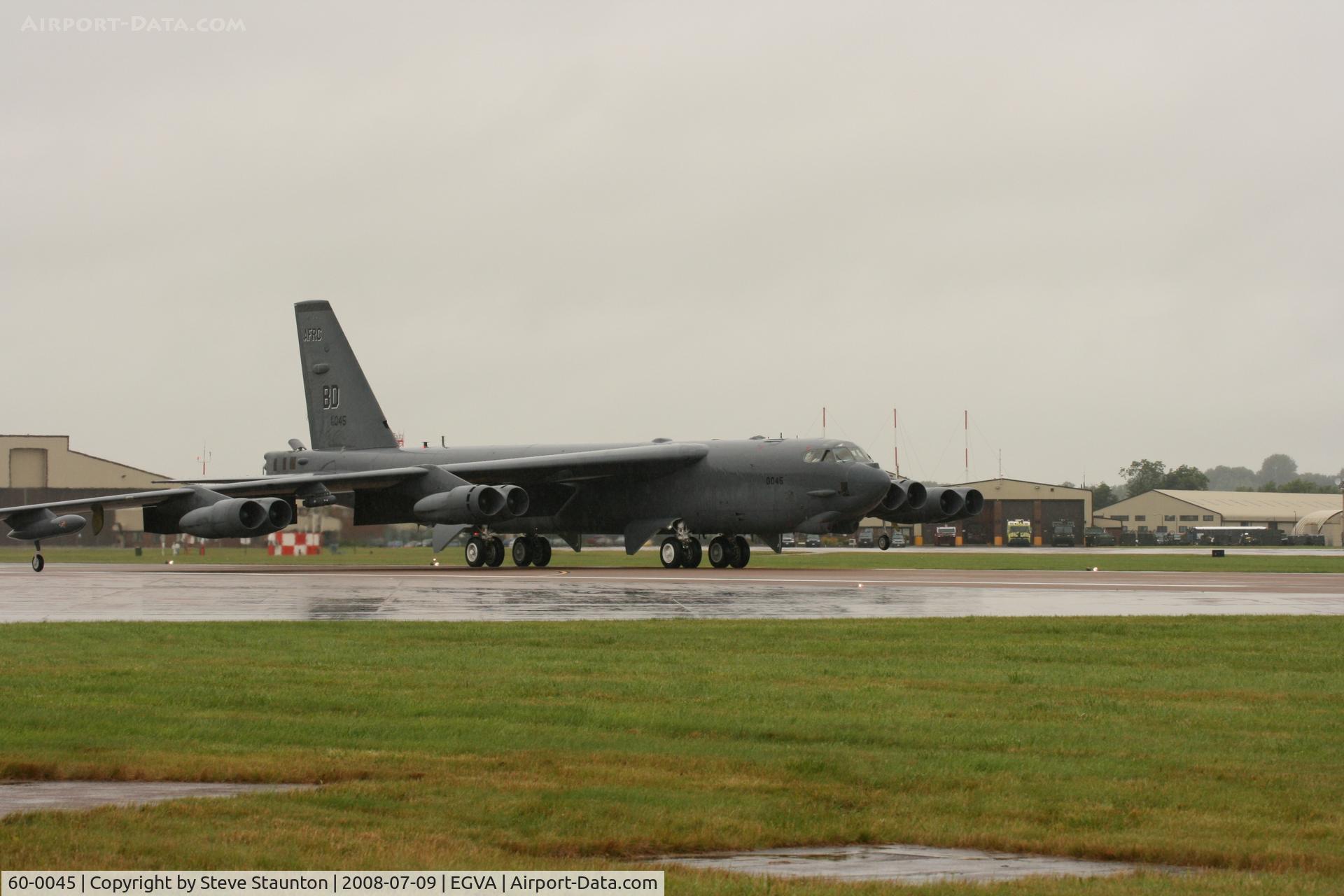 60-0045, 1960 Boeing B-52H Stratofortress C/N 464410, Taken at the Royal International Air Tattoo 2008 during arrivals and departures (show days cancelled due to bad weather)