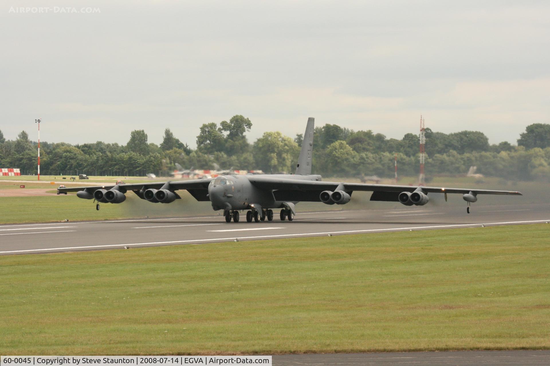 60-0045, 1960 Boeing B-52H Stratofortress C/N 464410, Taken at the Royal International Air Tattoo 2008 during arrivals and departures (show days cancelled due to bad weather)
