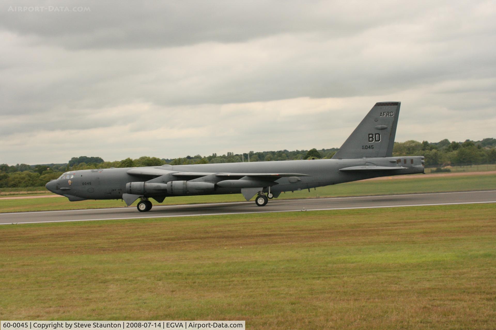 60-0045, 1960 Boeing B-52H Stratofortress C/N 464410, Taken at the Royal International Air Tattoo 2008 during arrivals and departures (show days cancelled due to bad weather)