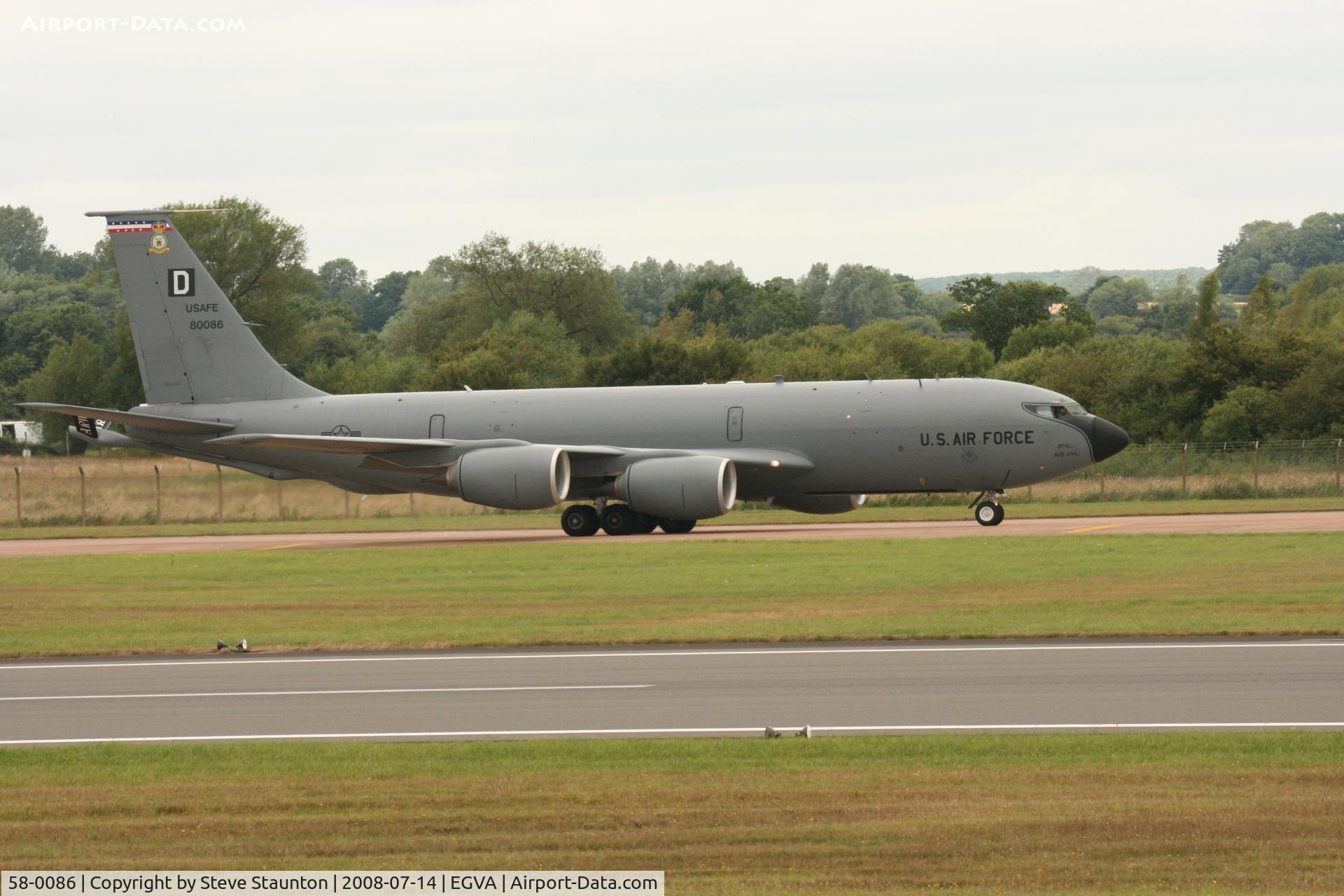 58-0086, 1958 Boeing KC-135R Stratotanker C/N 17831, Taken at the Royal International Air Tattoo 2008 during arrivals and departures (show days cancelled due to bad weather)