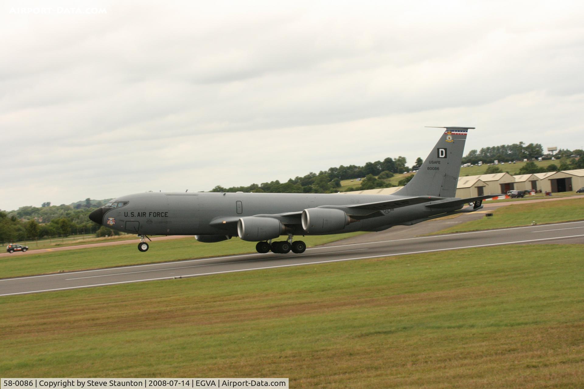 58-0086, 1958 Boeing KC-135R Stratotanker C/N 17831, Taken at the Royal International Air Tattoo 2008 during arrivals and departures (show days cancelled due to bad weather)