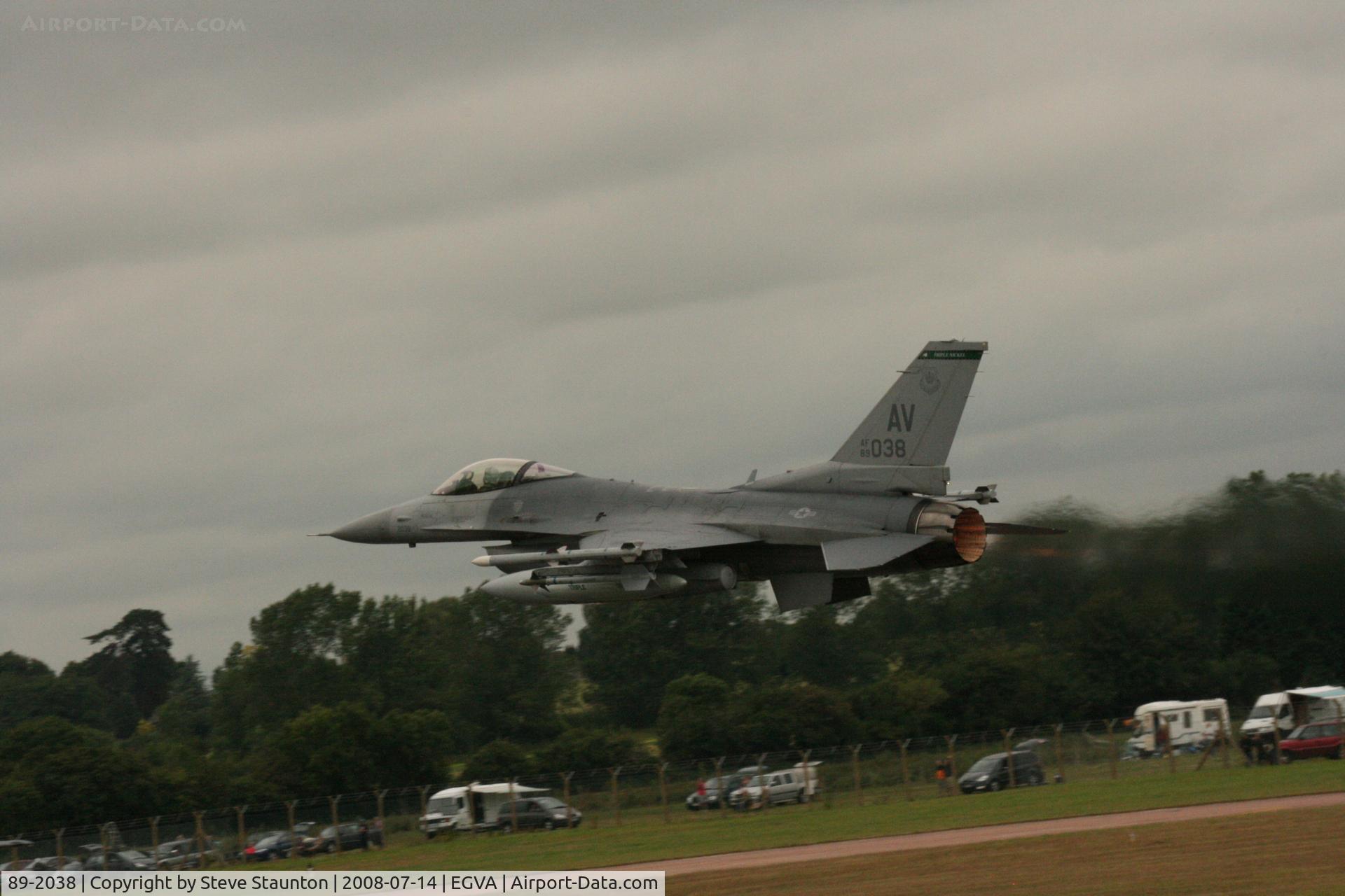 89-2038, 1989 General Dynamics F-16CG Night Falcon C/N 1C-191, Taken at the Royal International Air Tattoo 2008 during arrivals and departures (show days cancelled due to bad weather)