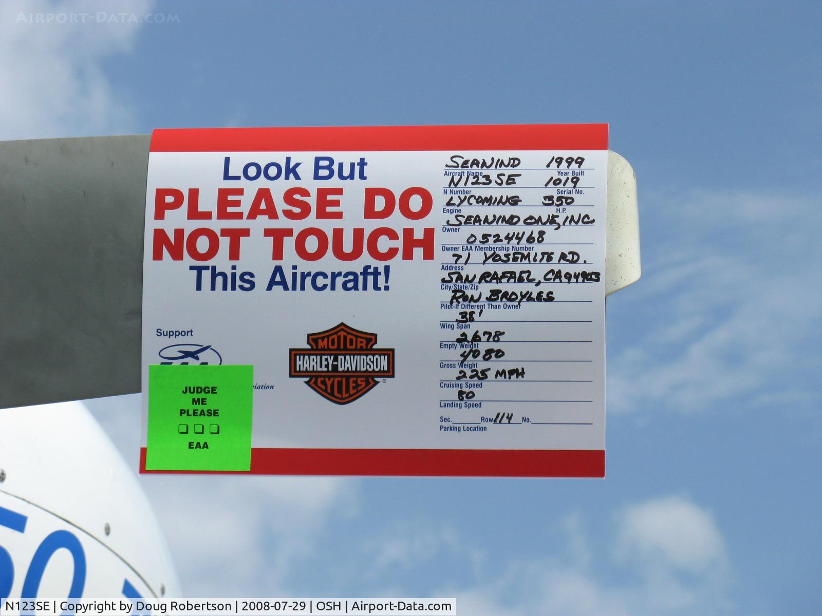N123SE, Seawind Express C/N 019, Seawind One SEAWIND EXPRESS, Lycoming Turbo 350 Hp, data