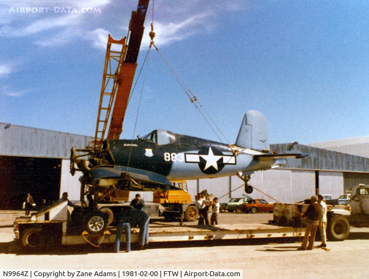 N9964Z, 1943 Goodyear FG-1D Corsair C/N 3729, CAF Corsair headed to LTV for rebuild.