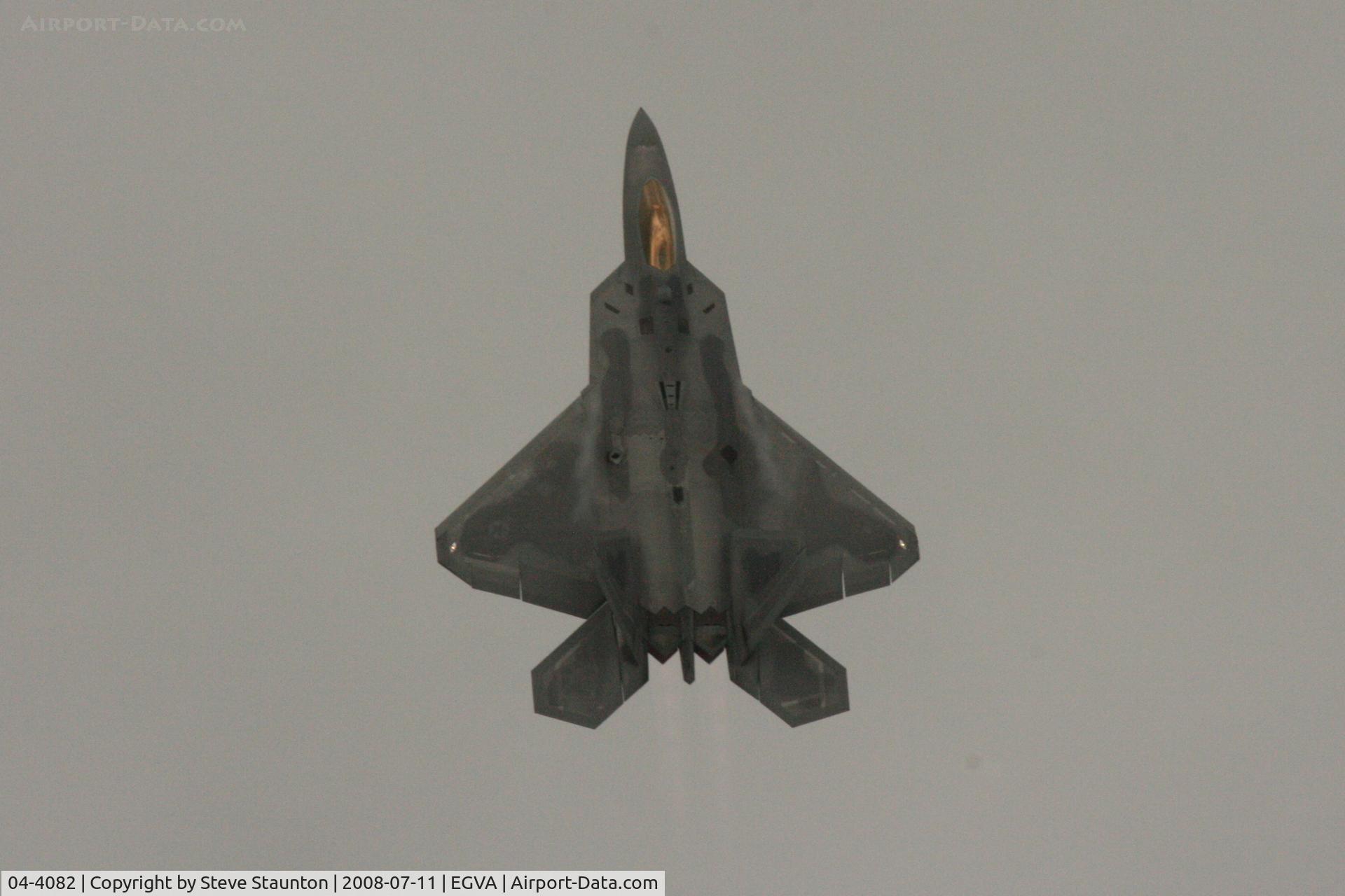 04-4082, 2004 Lockheed Martin F-22A Raptor C/N 4082, Taken at the Royal International Air Tattoo 2008 during arrivals and departures (show days cancelled due to bad weather)