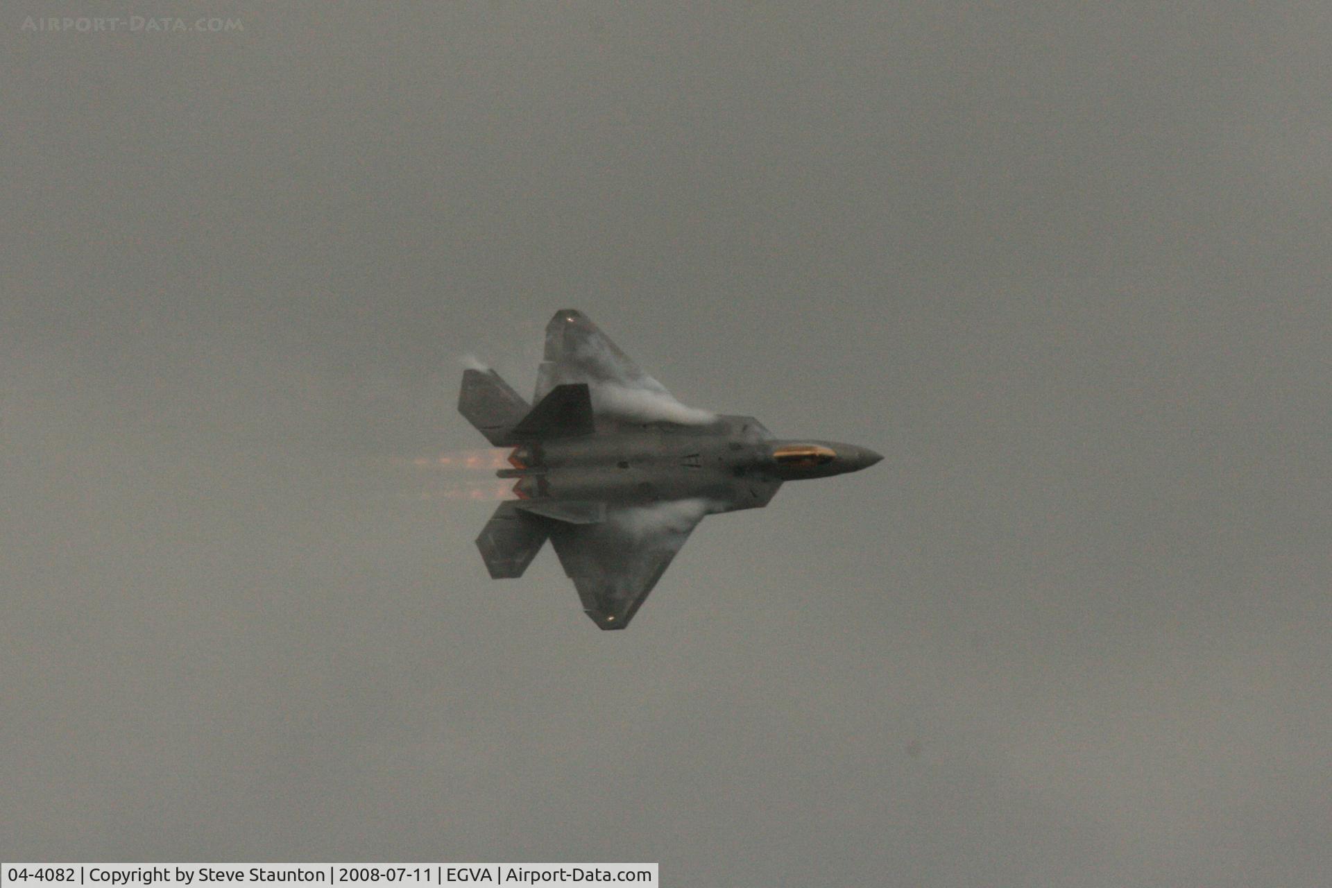 04-4082, 2004 Lockheed Martin F-22A Raptor C/N 4082, Taken at the Royal International Air Tattoo 2008 during arrivals and departures (show days cancelled due to bad weather)