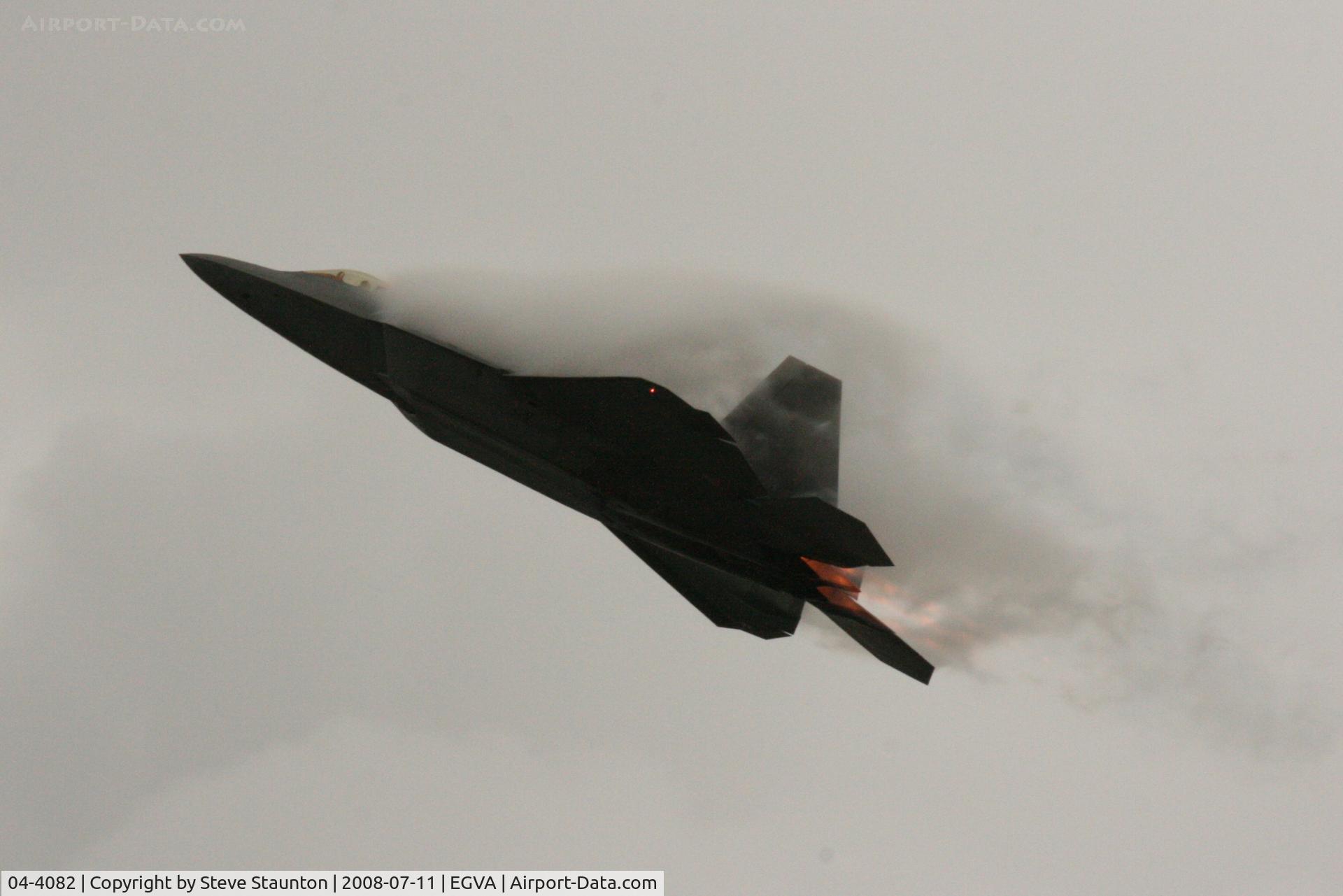 04-4082, 2004 Lockheed Martin F-22A Raptor C/N 4082, Taken at the Royal International Air Tattoo 2008 during arrivals and departures (show days cancelled due to bad weather)