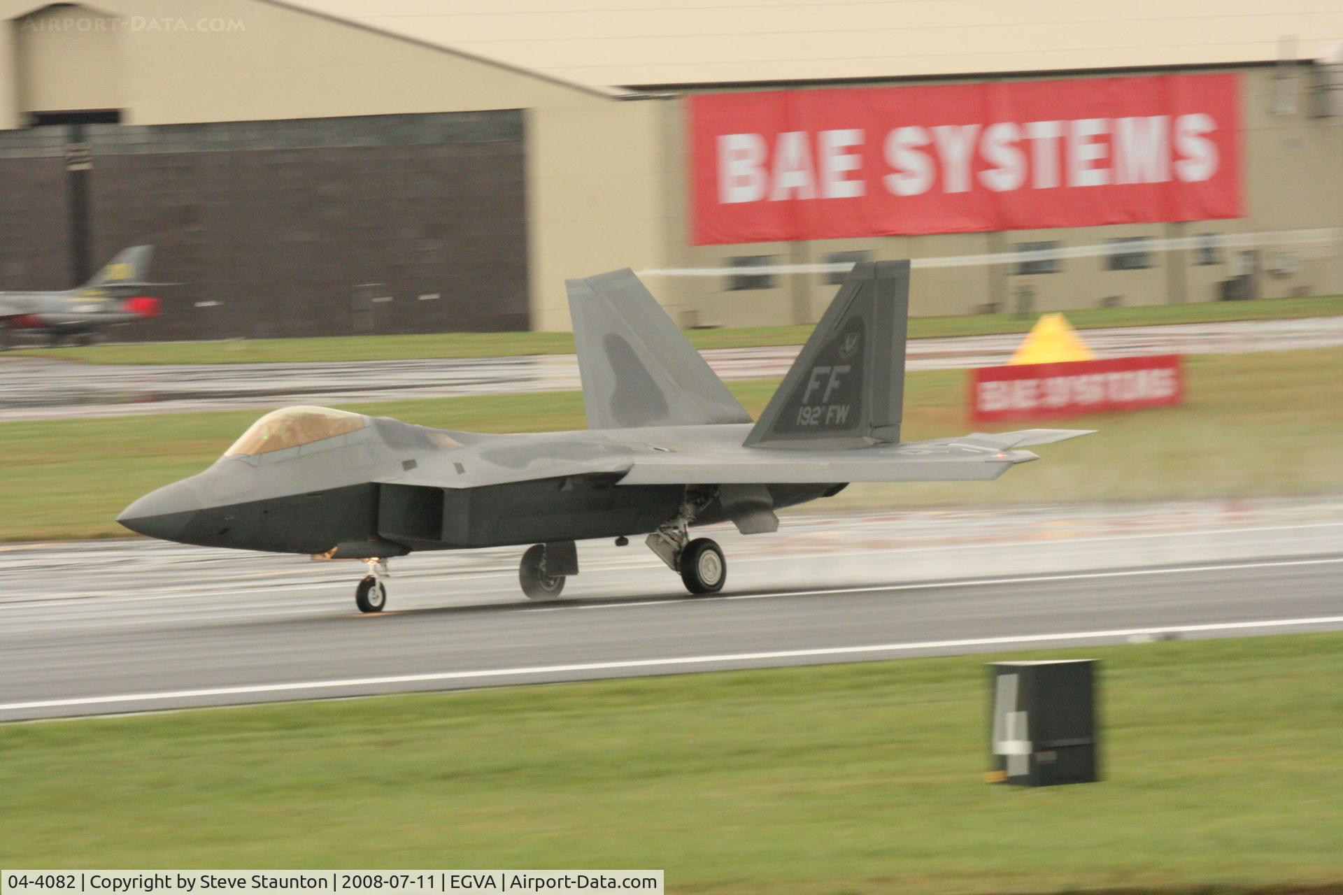 04-4082, 2004 Lockheed Martin F-22A Raptor C/N 4082, Taken at the Royal International Air Tattoo 2008 during arrivals and departures (show days cancelled due to bad weather)