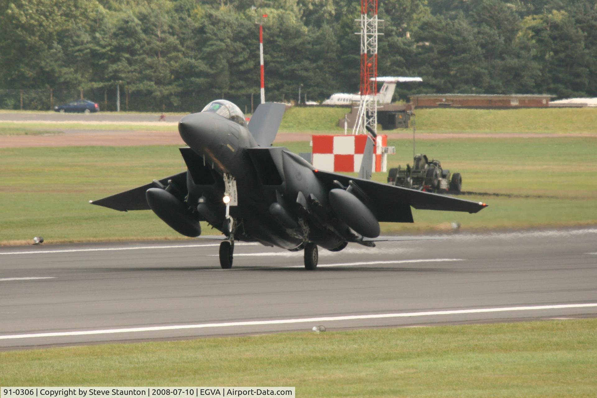 91-0306, 1991 McDonnell Douglas F-15E Strike Eagle C/N 1213/E171, Taken at the Royal International Air Tattoo 2008 during arrivals and departures (show days cancelled due to bad weather)