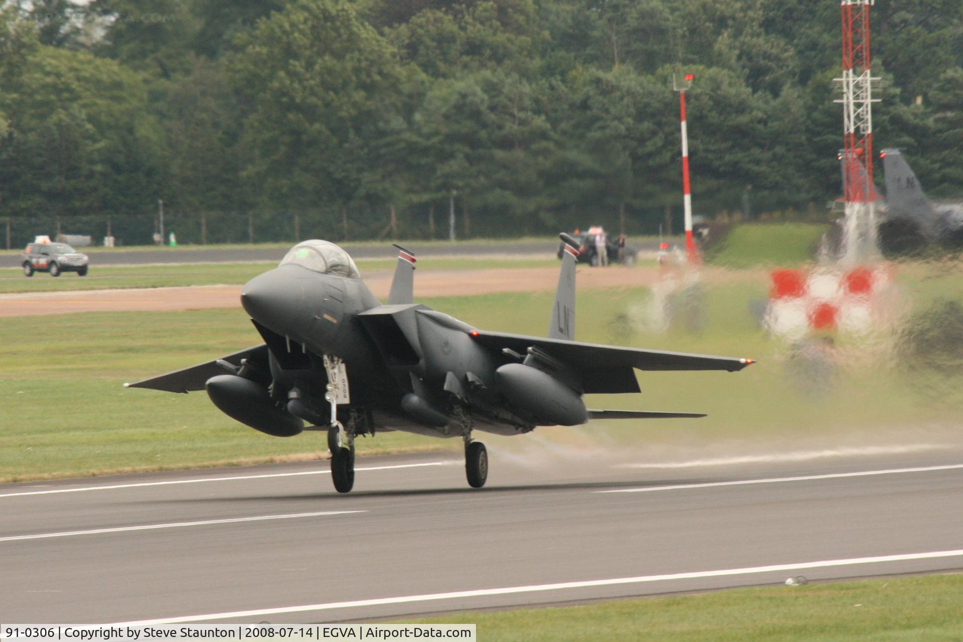 91-0306, 1991 McDonnell Douglas F-15E Strike Eagle C/N 1213/E171, Taken at the Royal International Air Tattoo 2008 during arrivals and departures (show days cancelled due to bad weather)