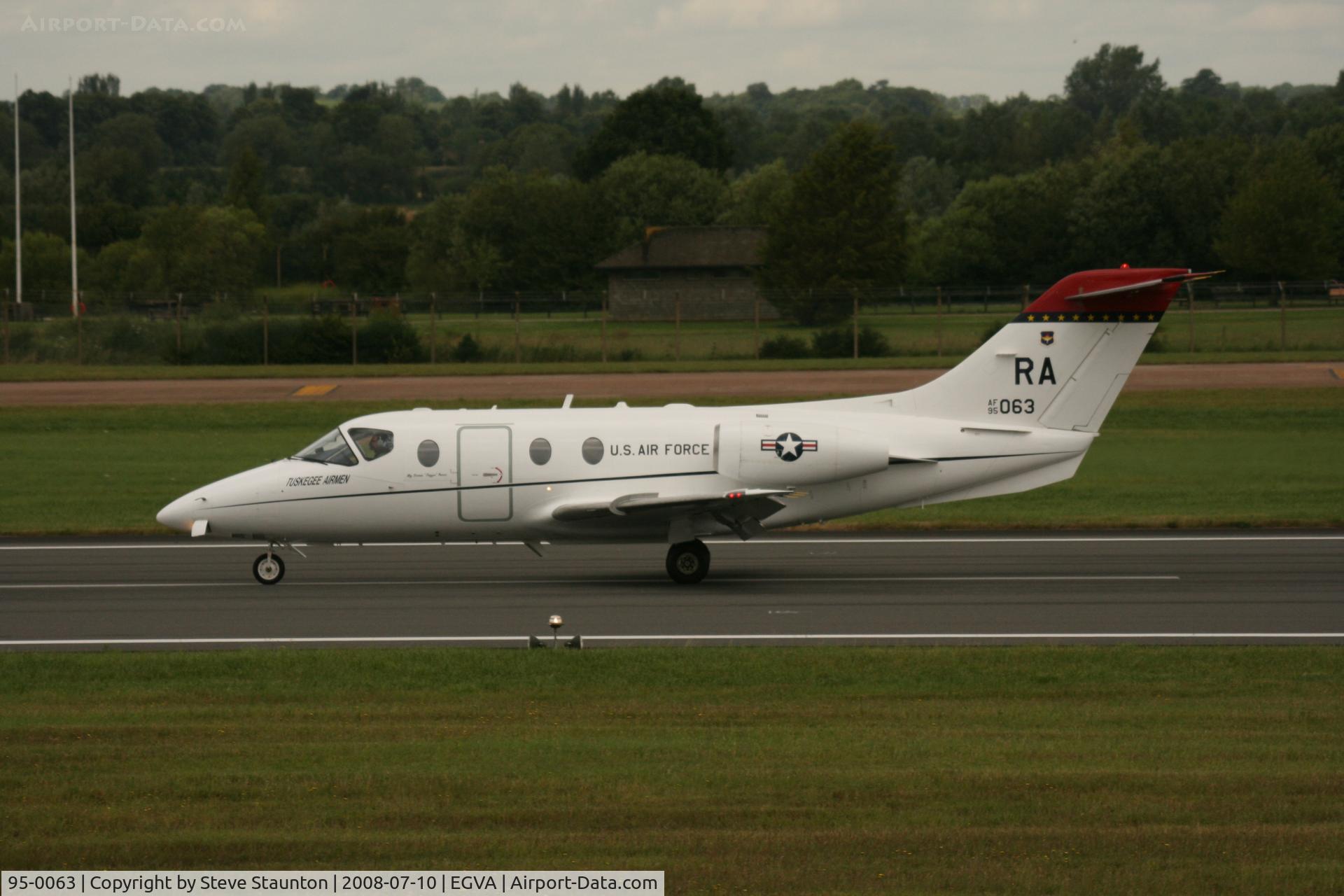 95-0063, 1995 Raytheon T-1A Jayhawk C/N TT-172, Taken at the Royal International Air Tattoo 2008 during arrivals and departures (show days cancelled due to bad weather)