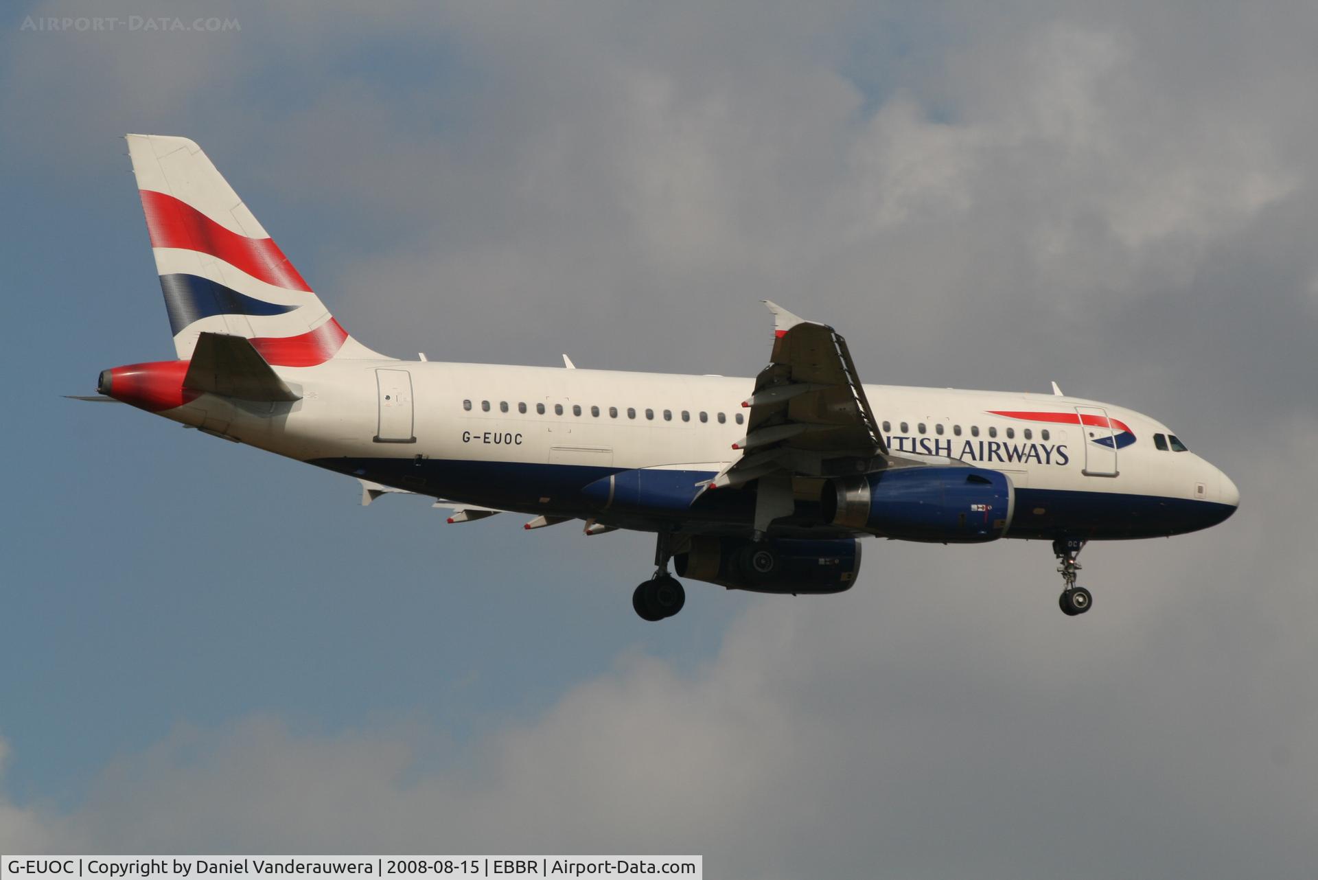 G-EUOC, 2001 Airbus A319-131 C/N 1537, arrival of flight BA392 to rwy 02