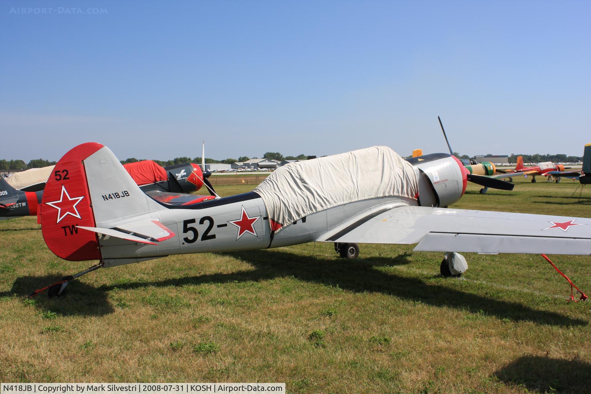 N418JB, 2001 Yakovlev (Aerostar) Yak-52TW C/N 0112228, Oshkosh 2008