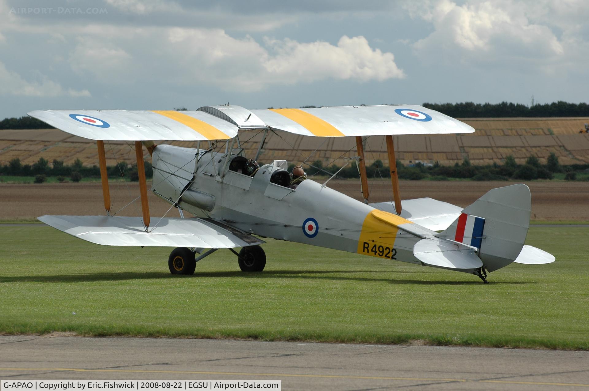 G-APAO, 1940 De Havilland DH-82A Tiger Moth II C/N 82845, 1. R4922 at The Imperial War Museum American Airday 22 Aug 08