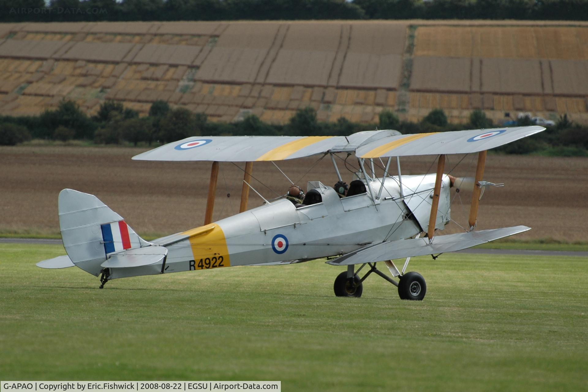 G-APAO, 1940 De Havilland DH-82A Tiger Moth II C/N 82845, 2. R4922 at The Imperial War Museum American Airday 22 Aug 08