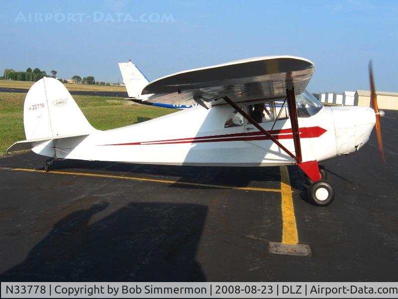 N33778, 1941 Aeronca 65-CA Super Chief C/N C13421, On the ramp at Delaware, Ohio
