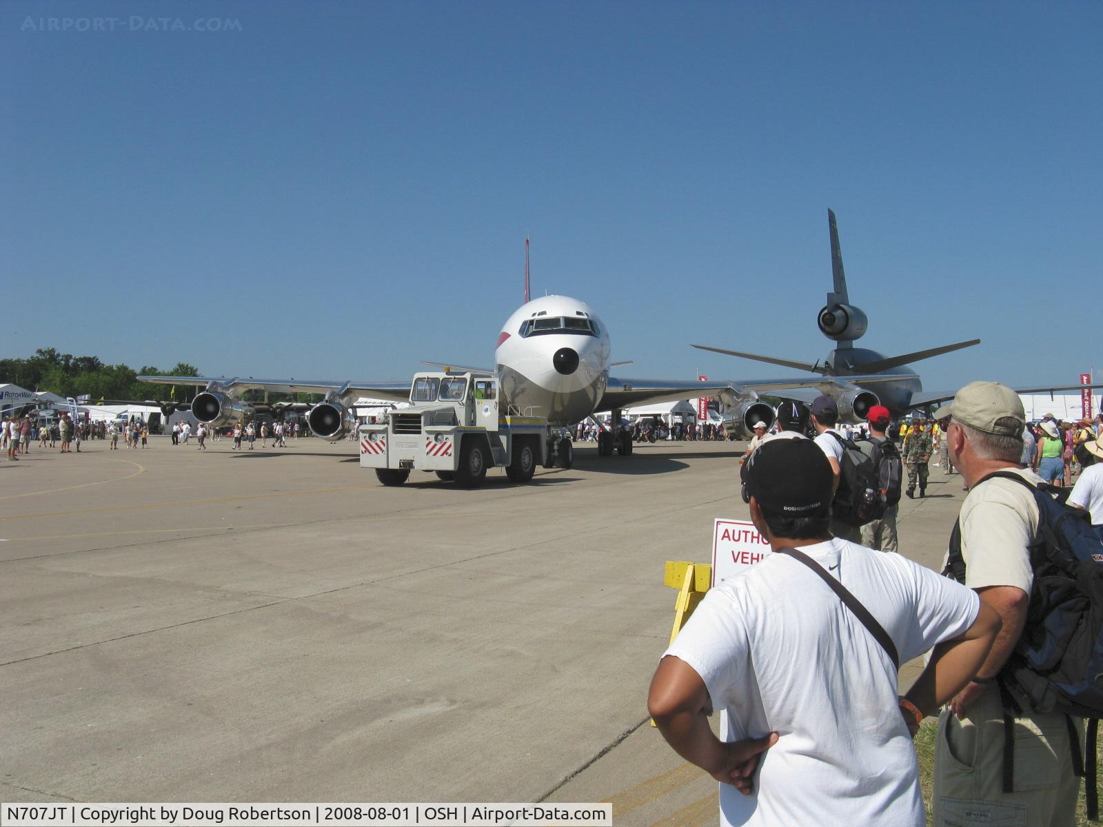 N707JT, 1964 Boeing 707-138B C/N 18740, 1964 Boeing 707B-138B, four P&W JT3D-3&3B turbojets, ramp tow