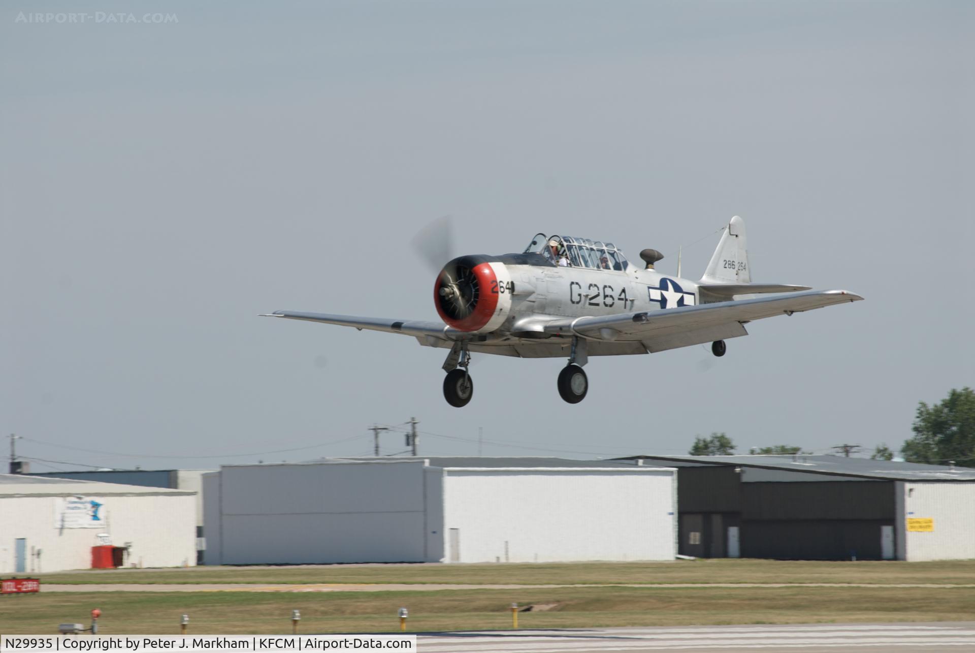 N29935, 1943 North American AT-6D C/N 49-3085, On short final at the 2008 AirExpo at Flying Cloud Airport in Eden Prairie, MN
